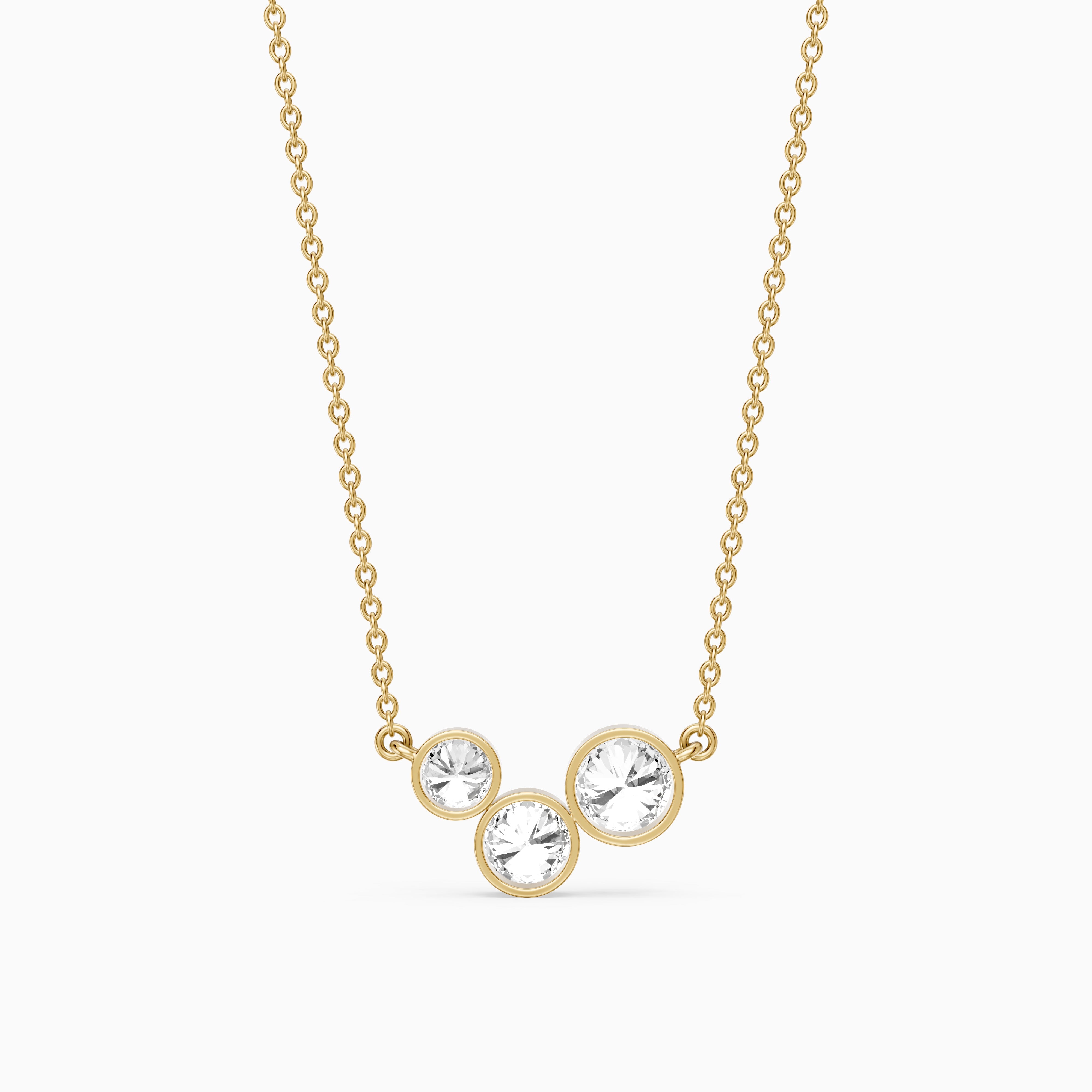 Hoorain Three Stone Round Lab Grown Diamond Bezel Pendant