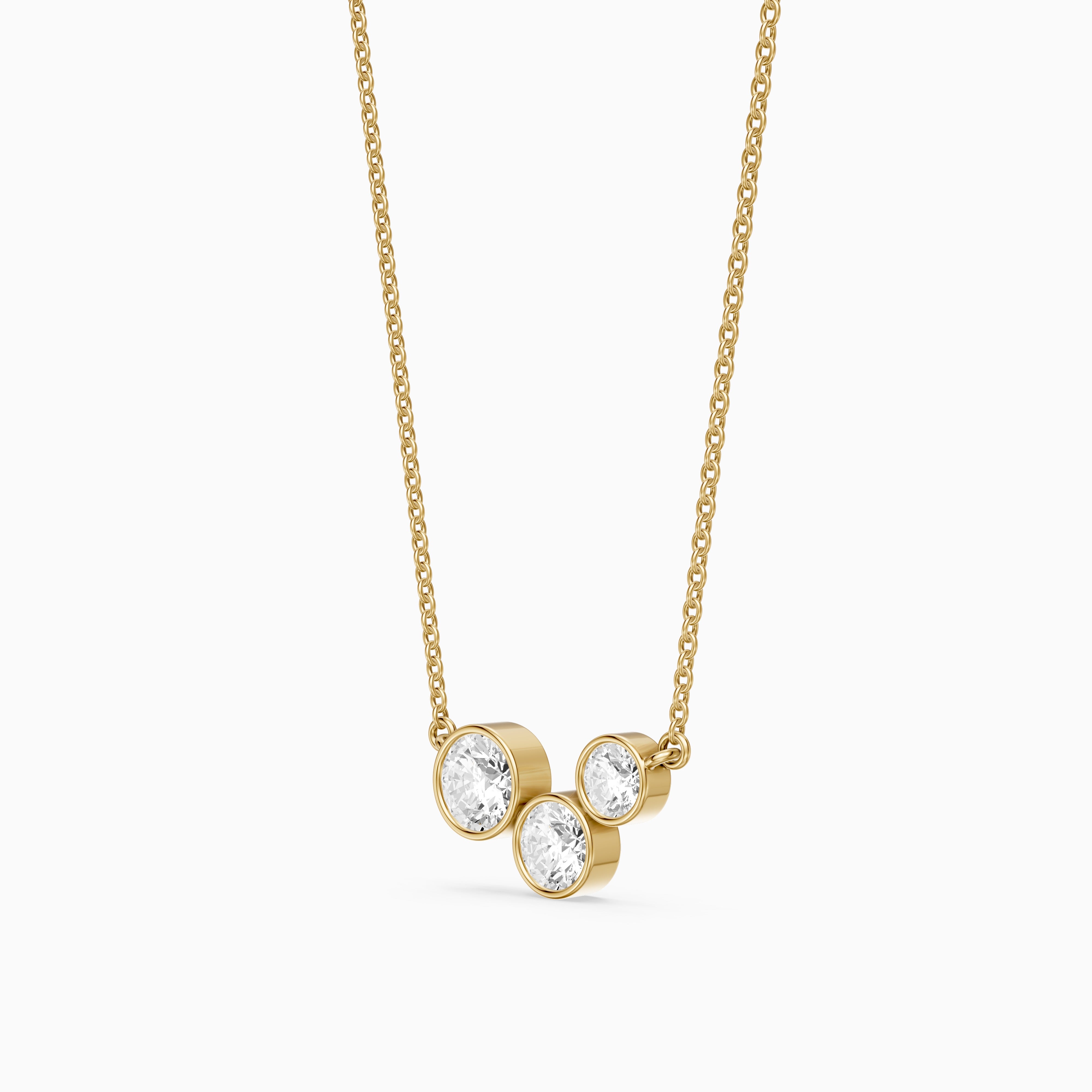Hoorain Three Stone Round Lab Grown Diamond Bezel Pendant