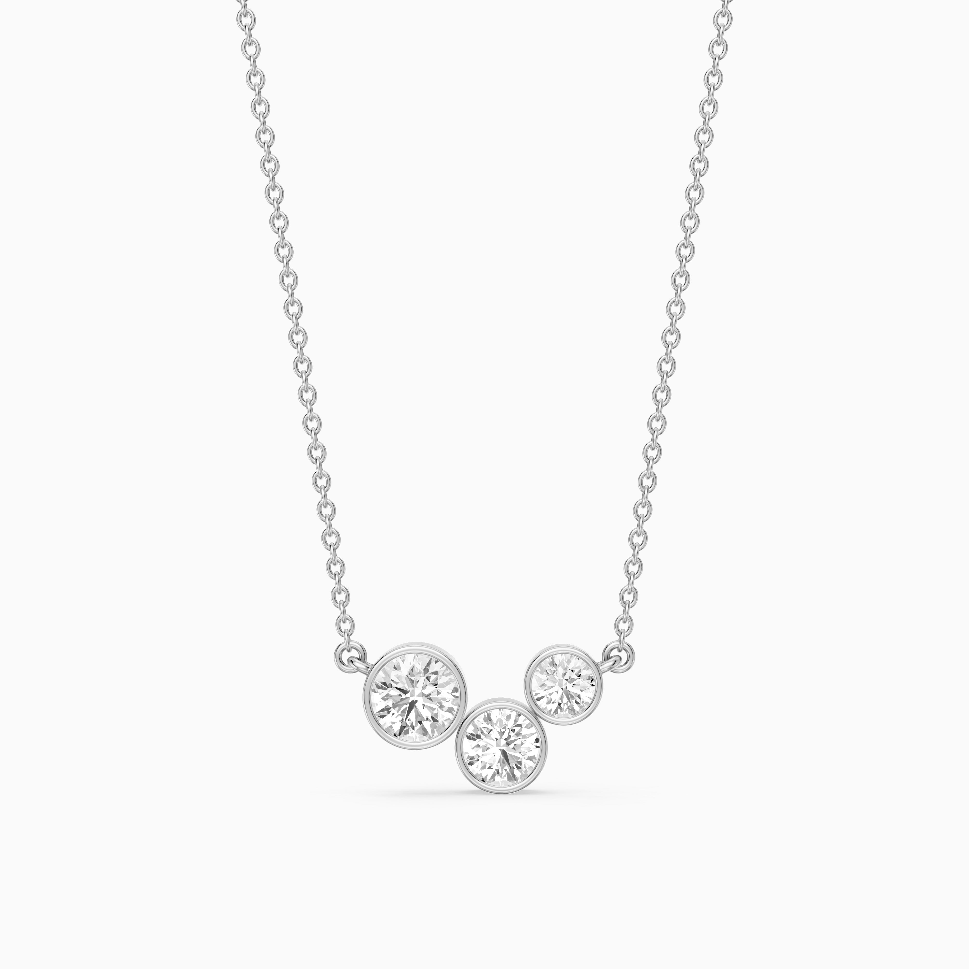 Hoorain Three Stone Round Lab Grown Diamond Bezel Pendant