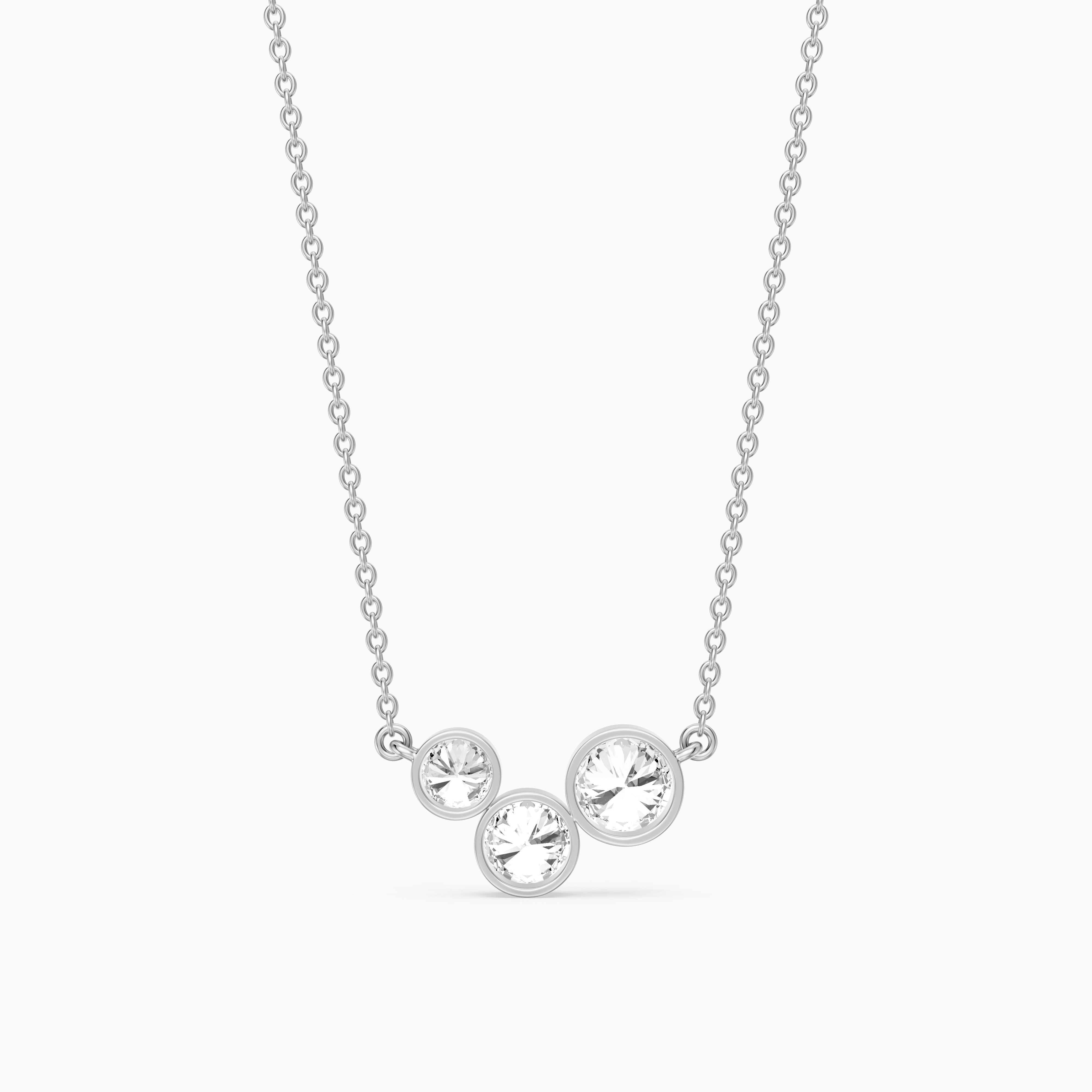 Hoorain Three Stone Round Lab Grown Diamond Bezel Pendant