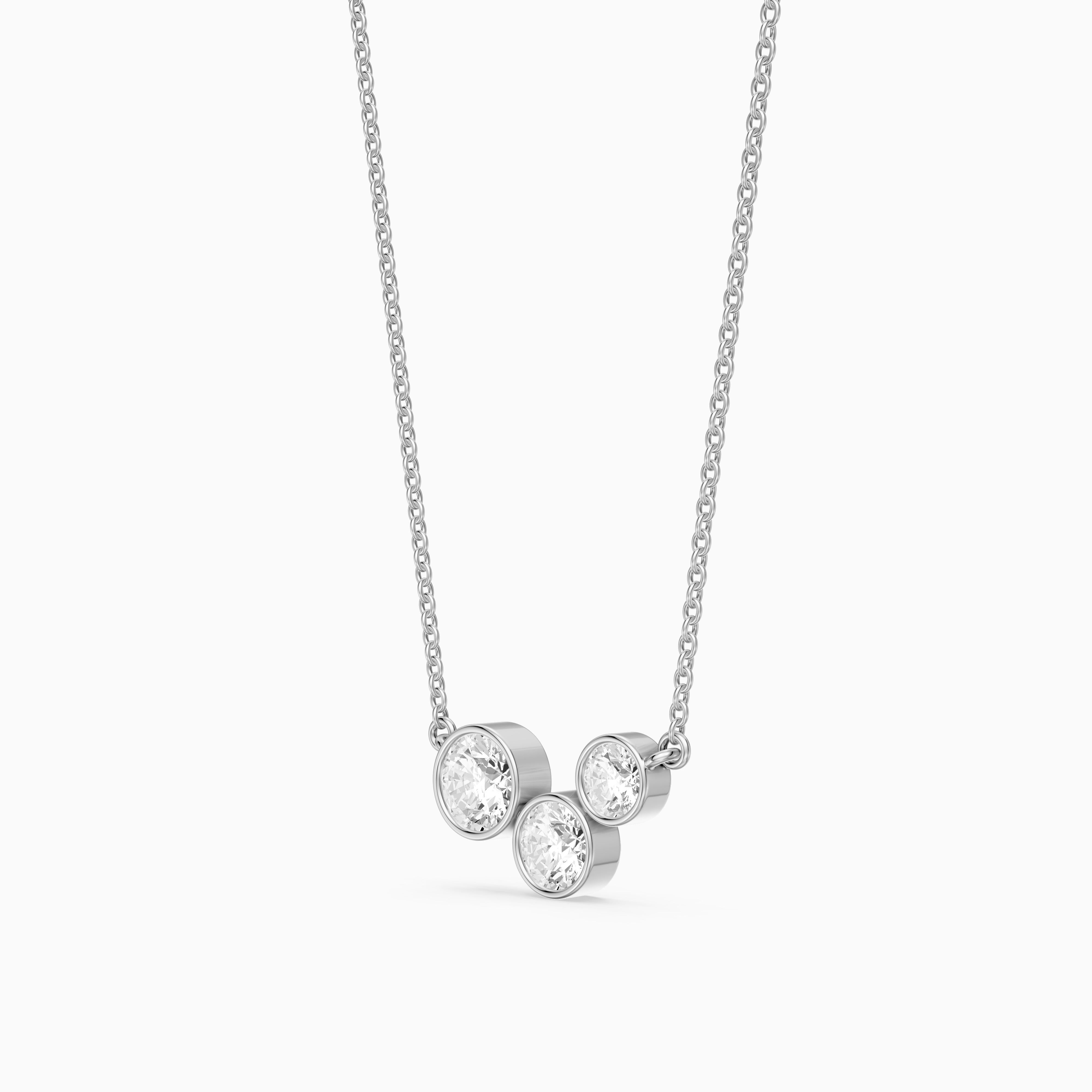 Hoorain Three Stone Round Lab Grown Diamond Bezel Pendant