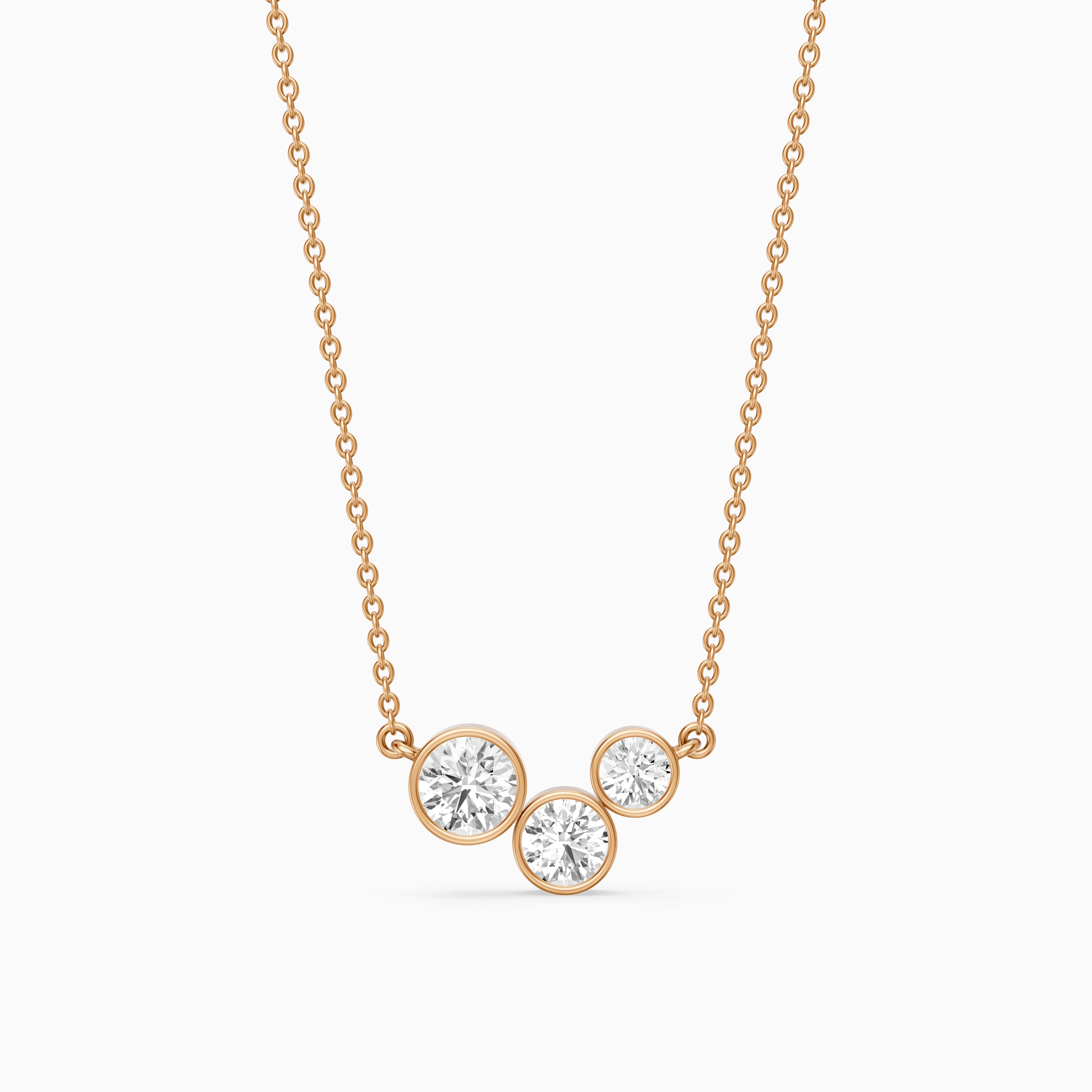 Hoorain Three Stone Round Lab Grown Diamond Bezel Pendant