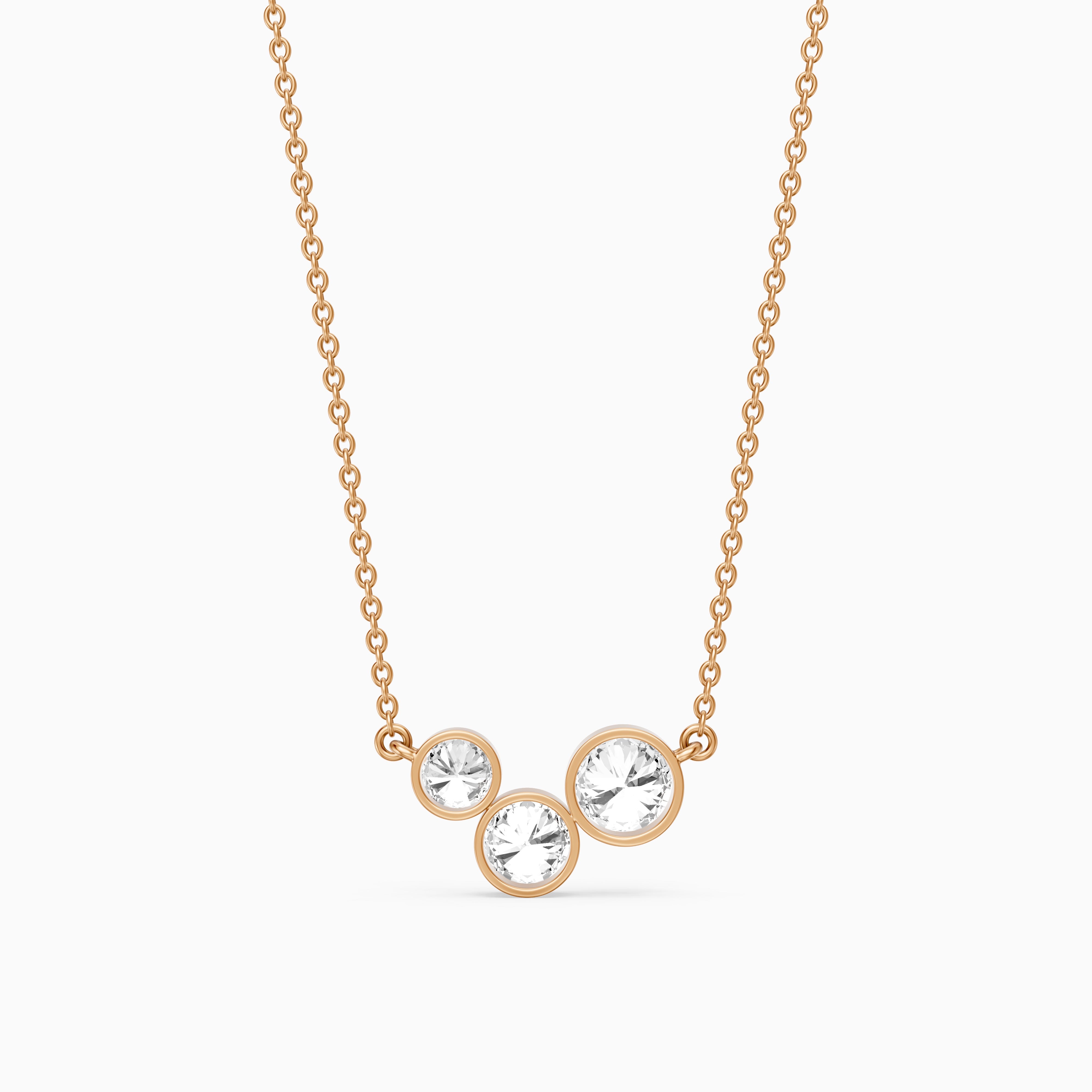 Hoorain Three Stone Round Lab Grown Diamond Bezel Pendant
