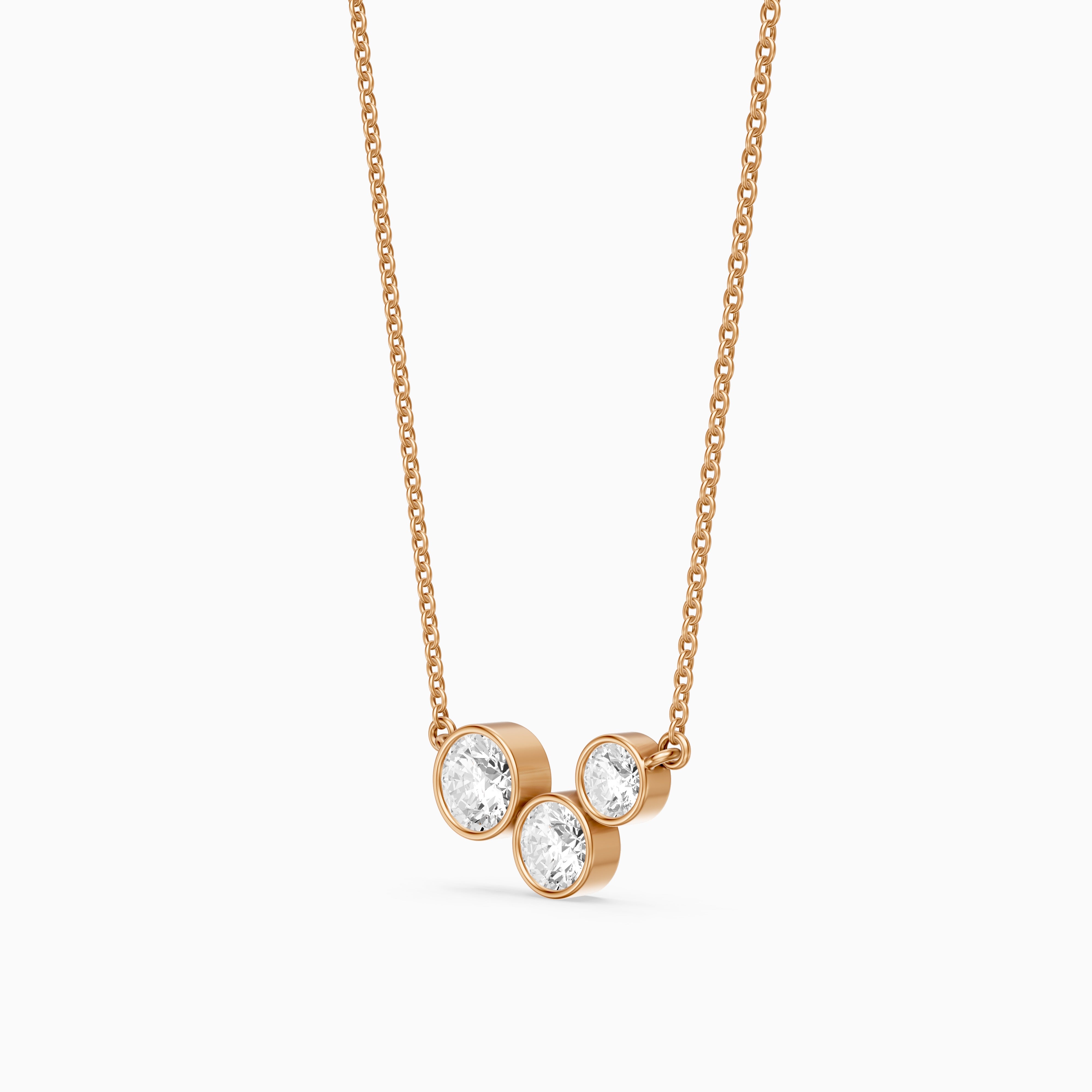 Hoorain Three Stone Round Lab Grown Diamond Bezel Pendant