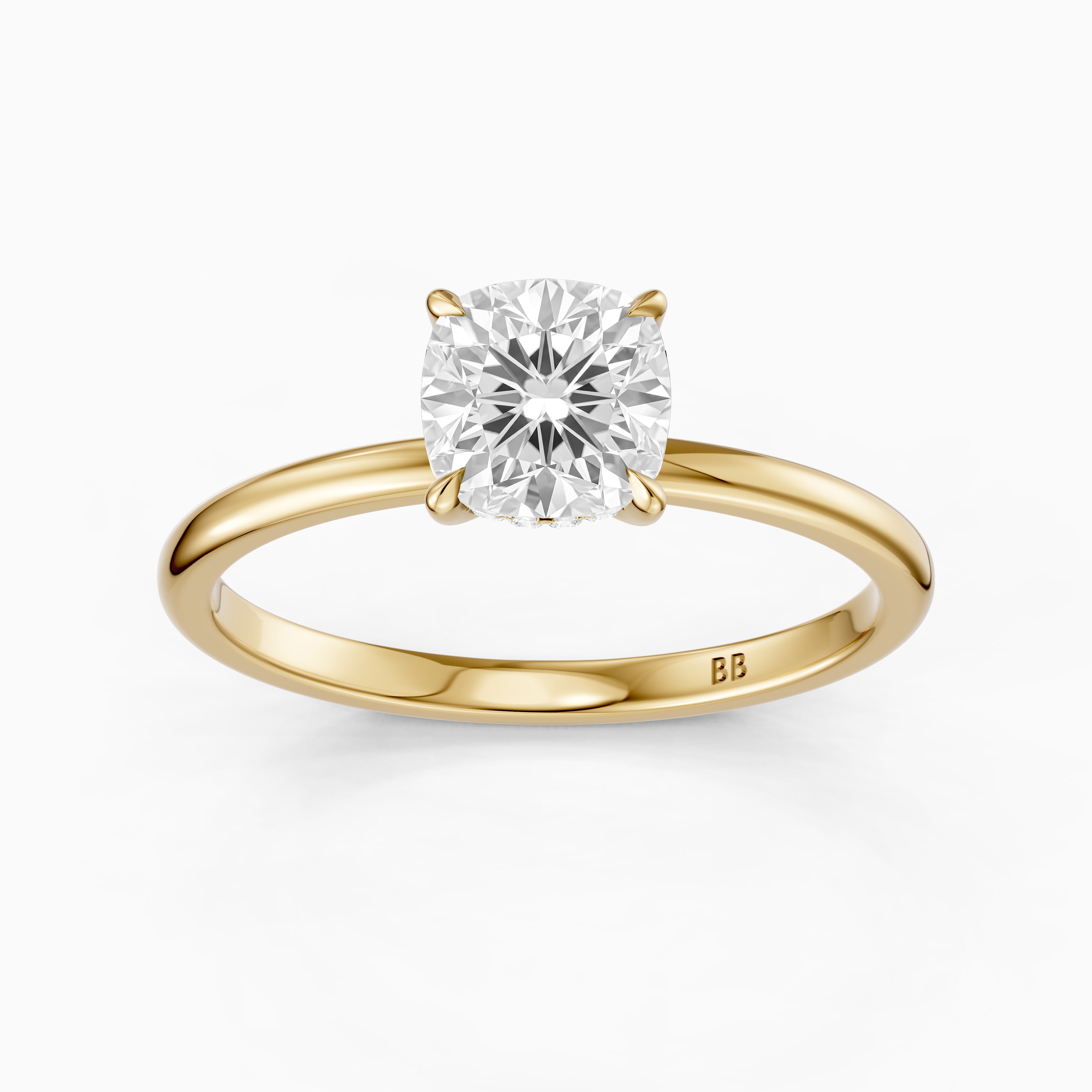 Lanaya 4 Prong Cushion Cut Hidden Halo Lab Grown Diamond Ring