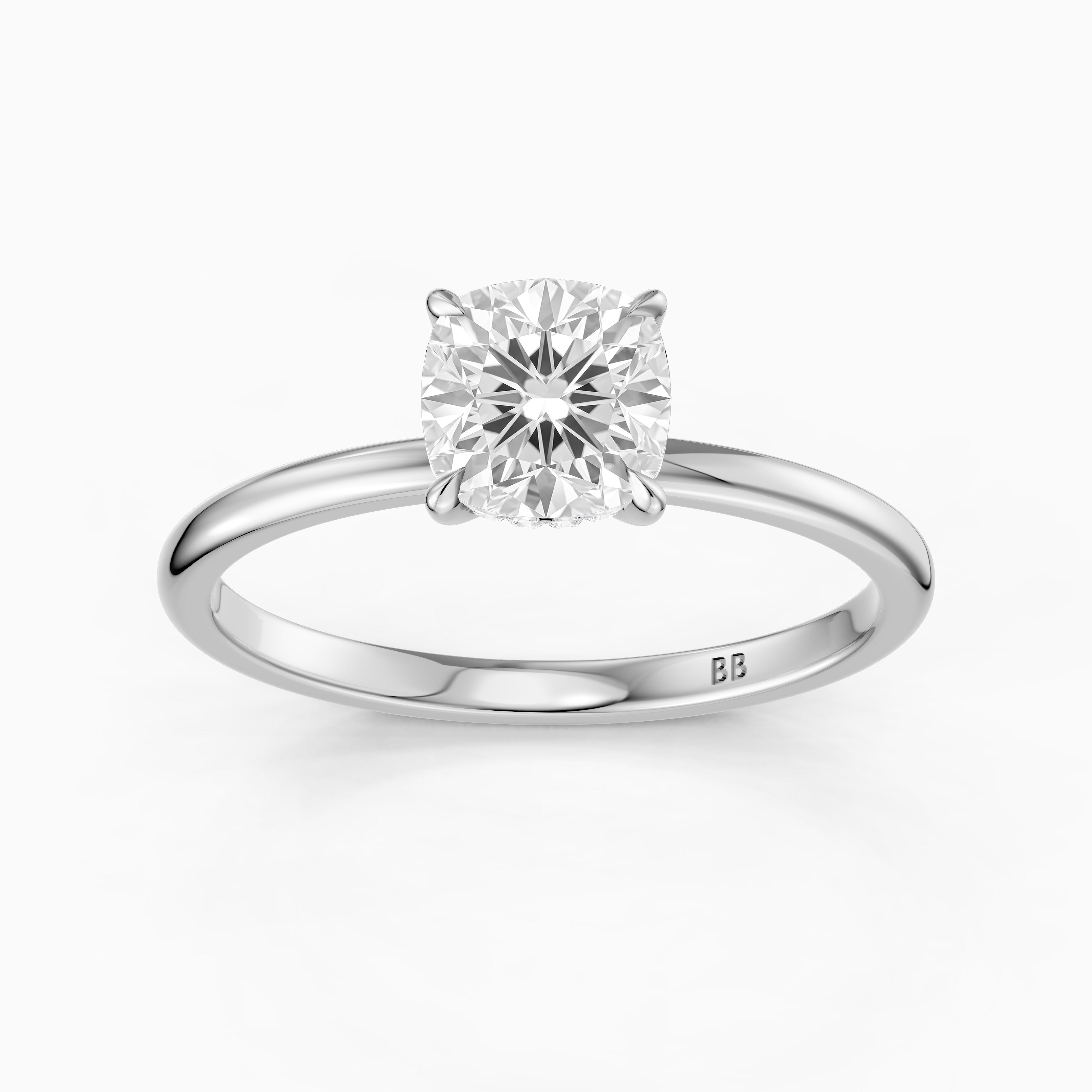 Lanaya 4 Prong Cushion Cut Hidden Halo Lab Grown Diamond Ring