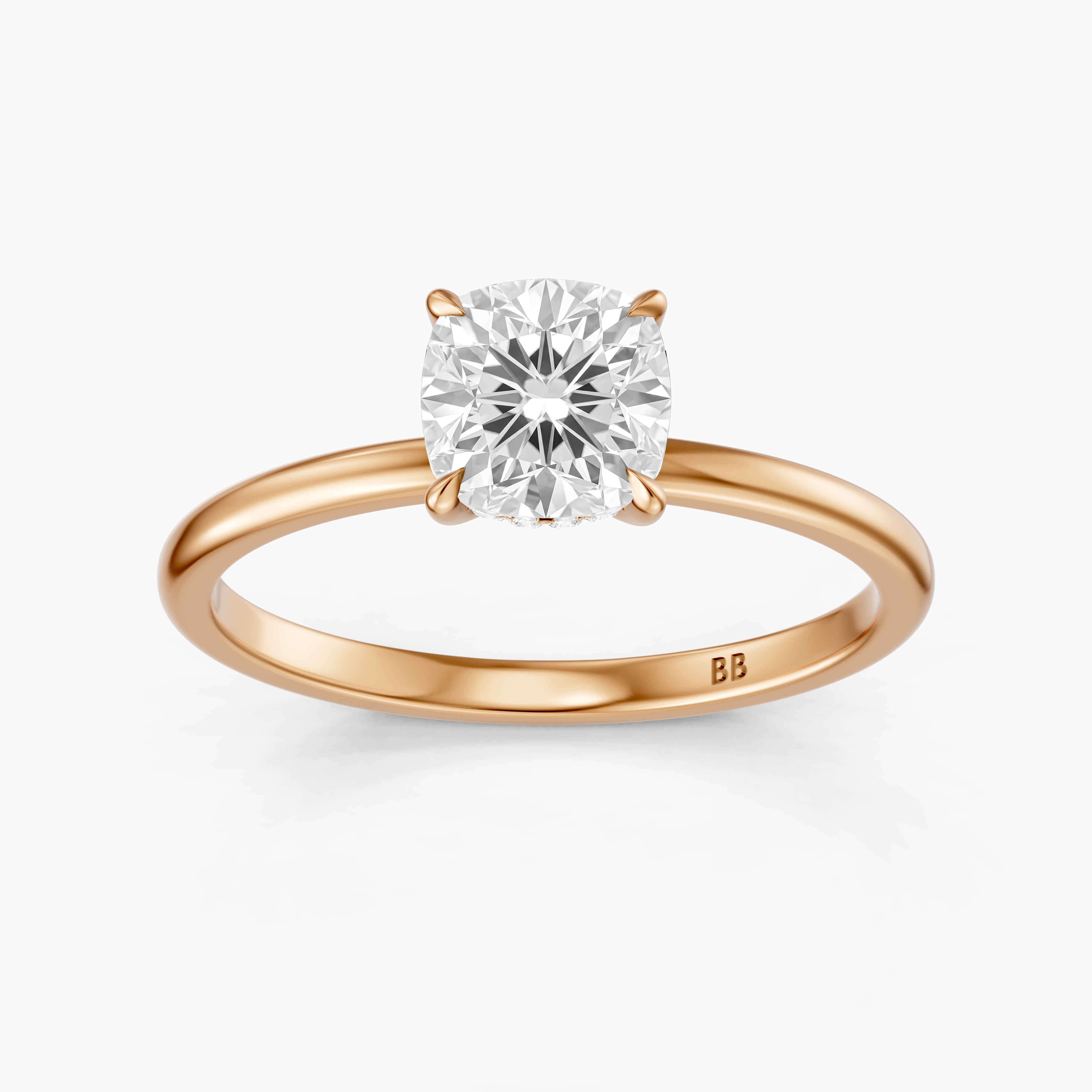Lanaya 4 Prong Cushion Cut Hidden Halo Lab Grown Diamond Ring