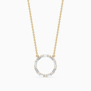 Eira Round and Baguette Lab Grown Diamond Circle Pendant