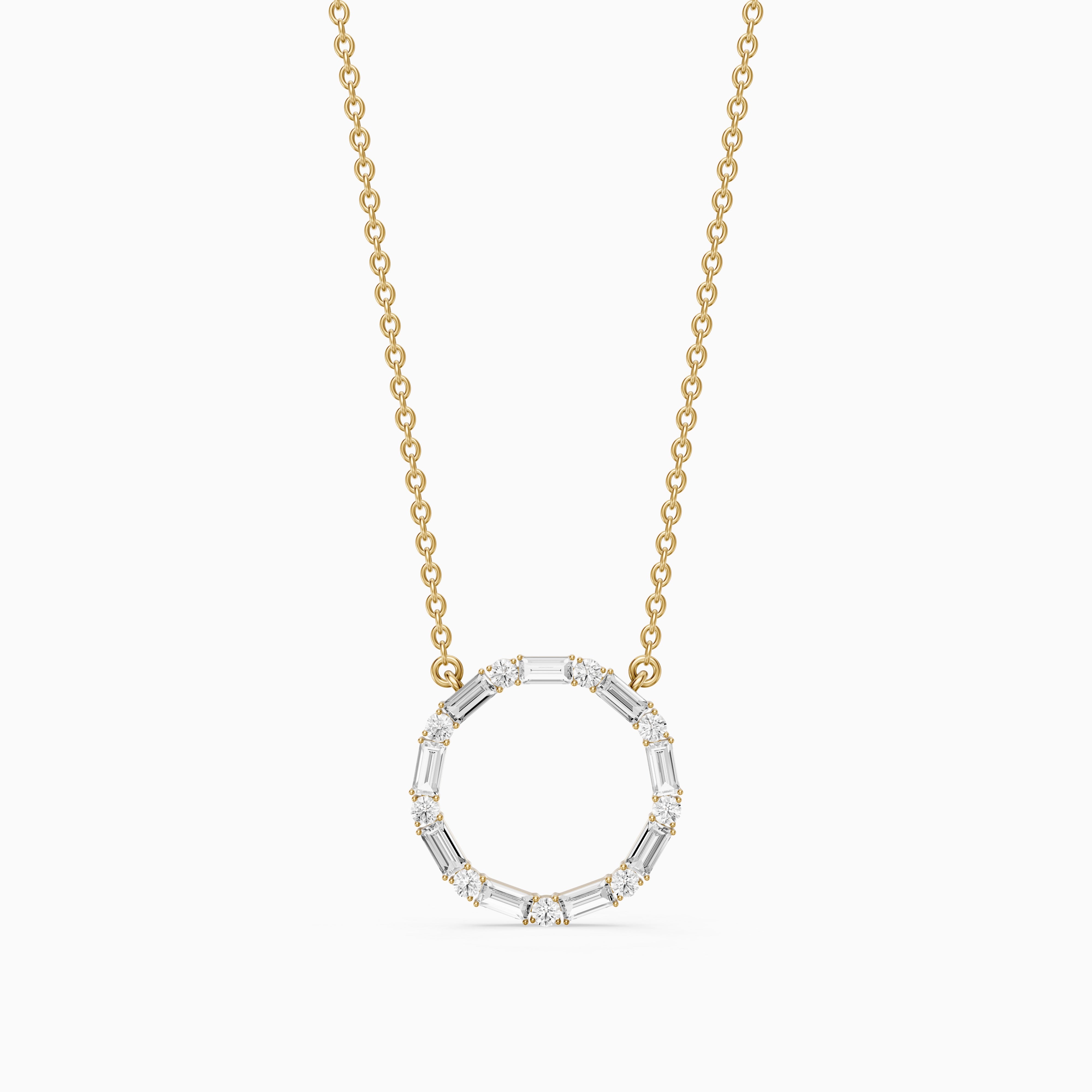 Eira Round and Baguette Lab Grown Diamond Circle Pendant