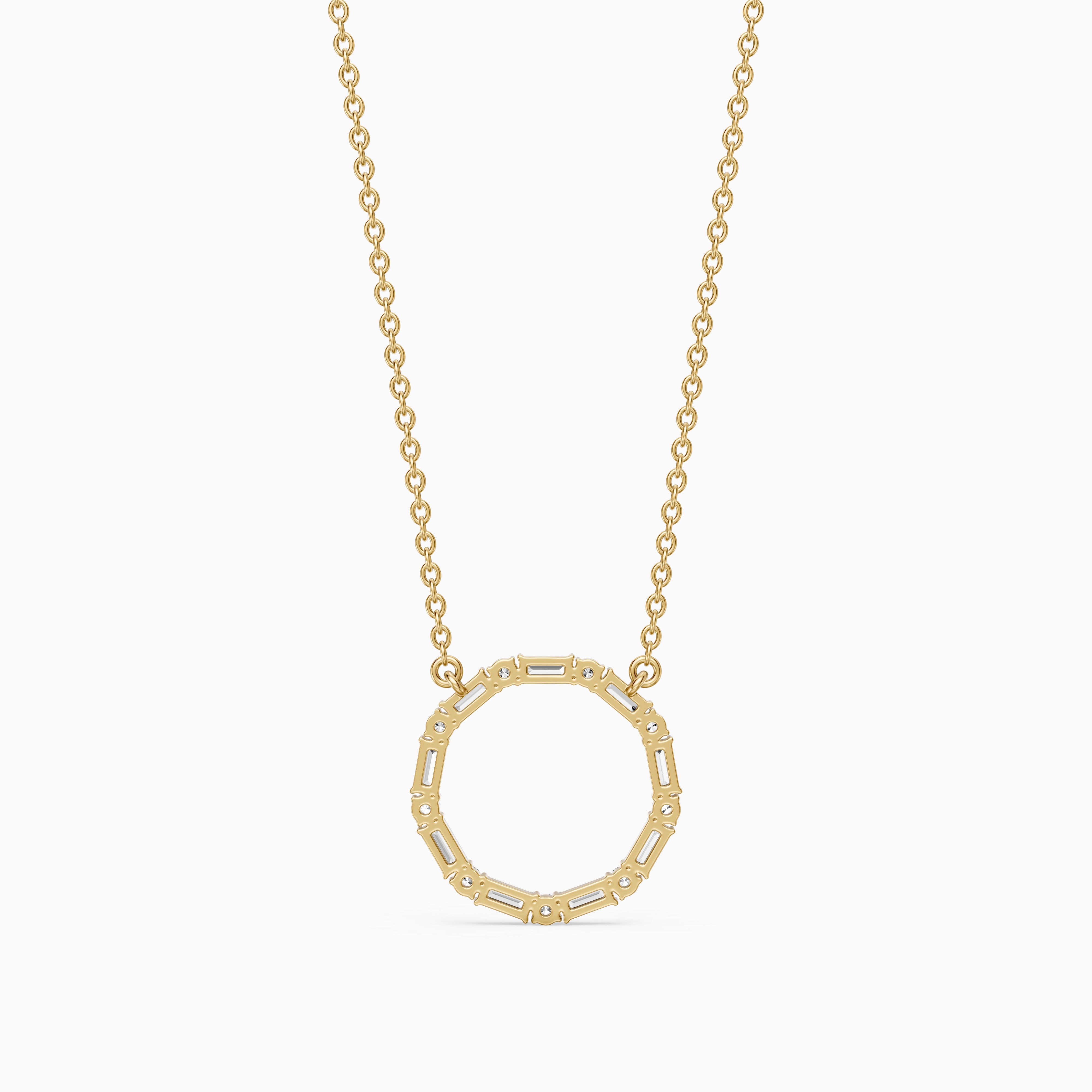 Eira Round and Baguette Lab Grown Diamond Circle Pendant