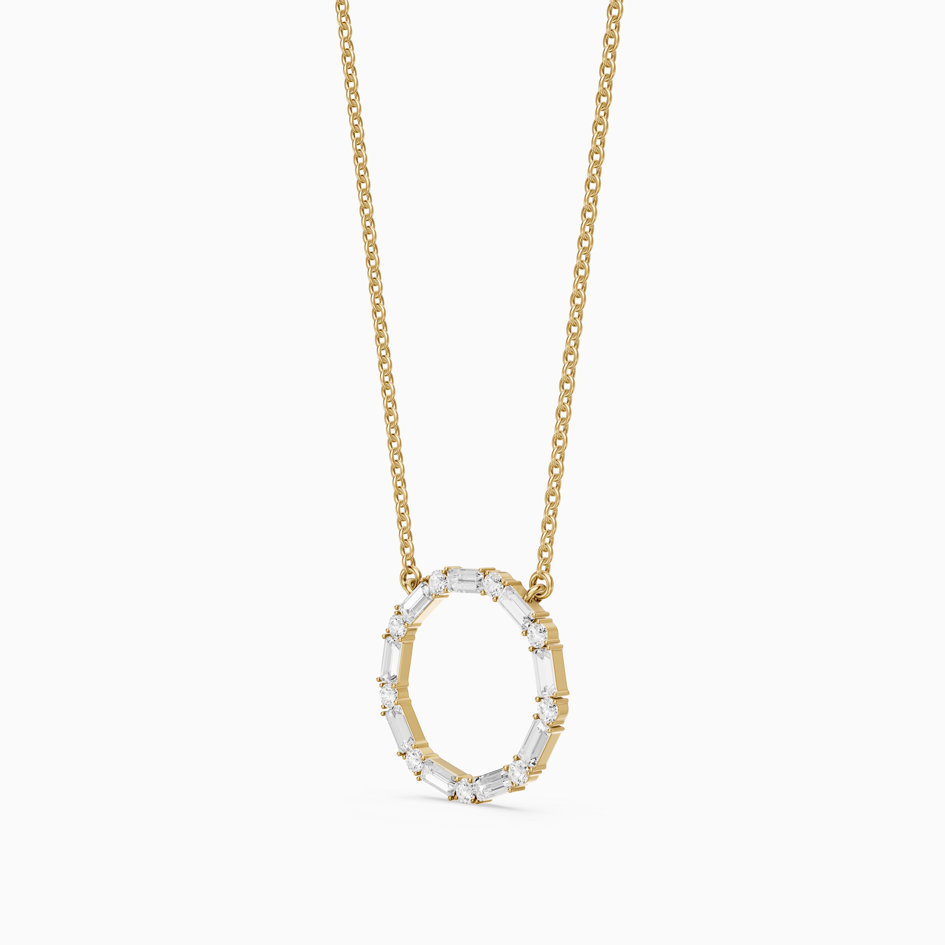 Eira Round and Baguette Lab Grown Diamond Circle Pendant