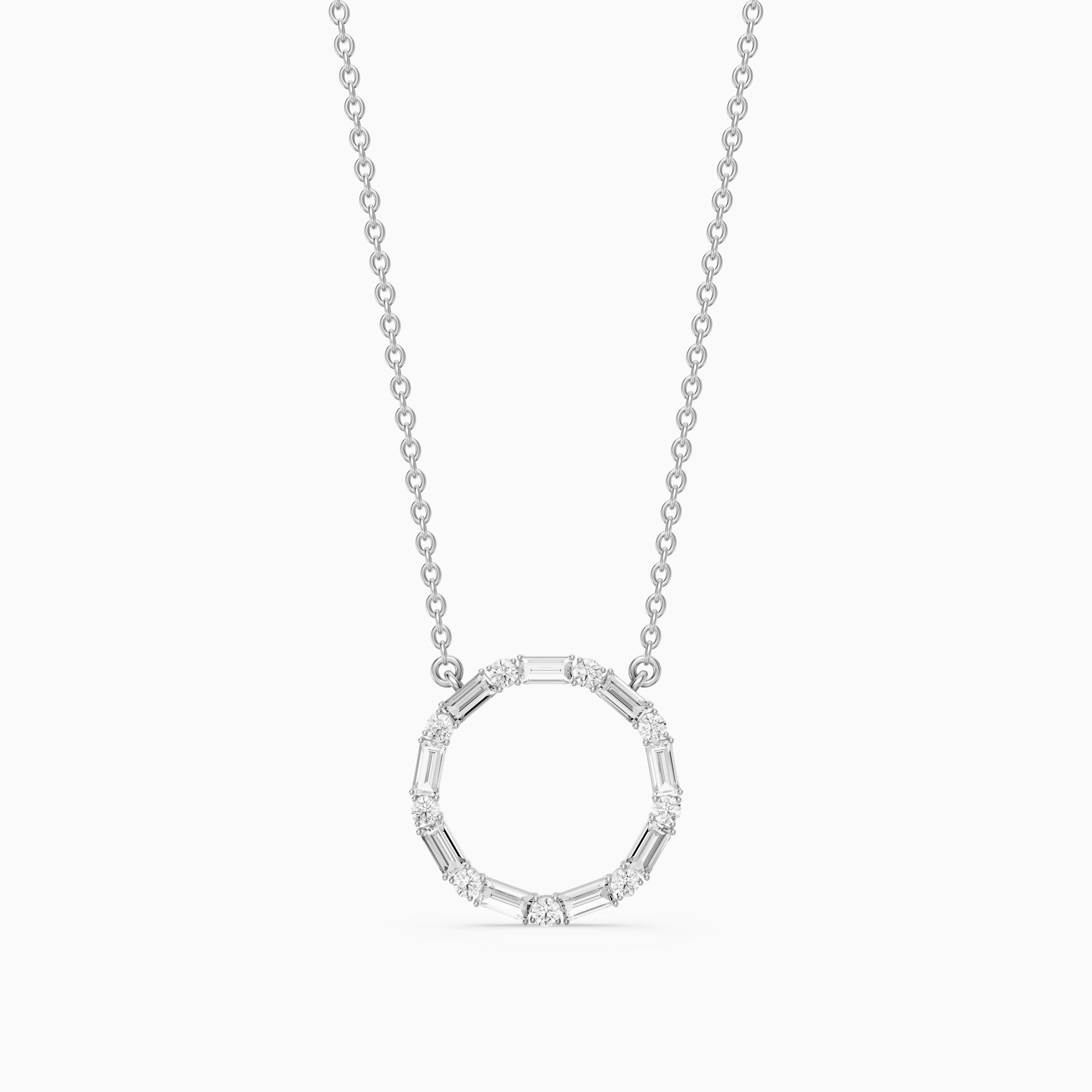 Eira Round and Baguette Lab Grown Diamond Circle Pendant