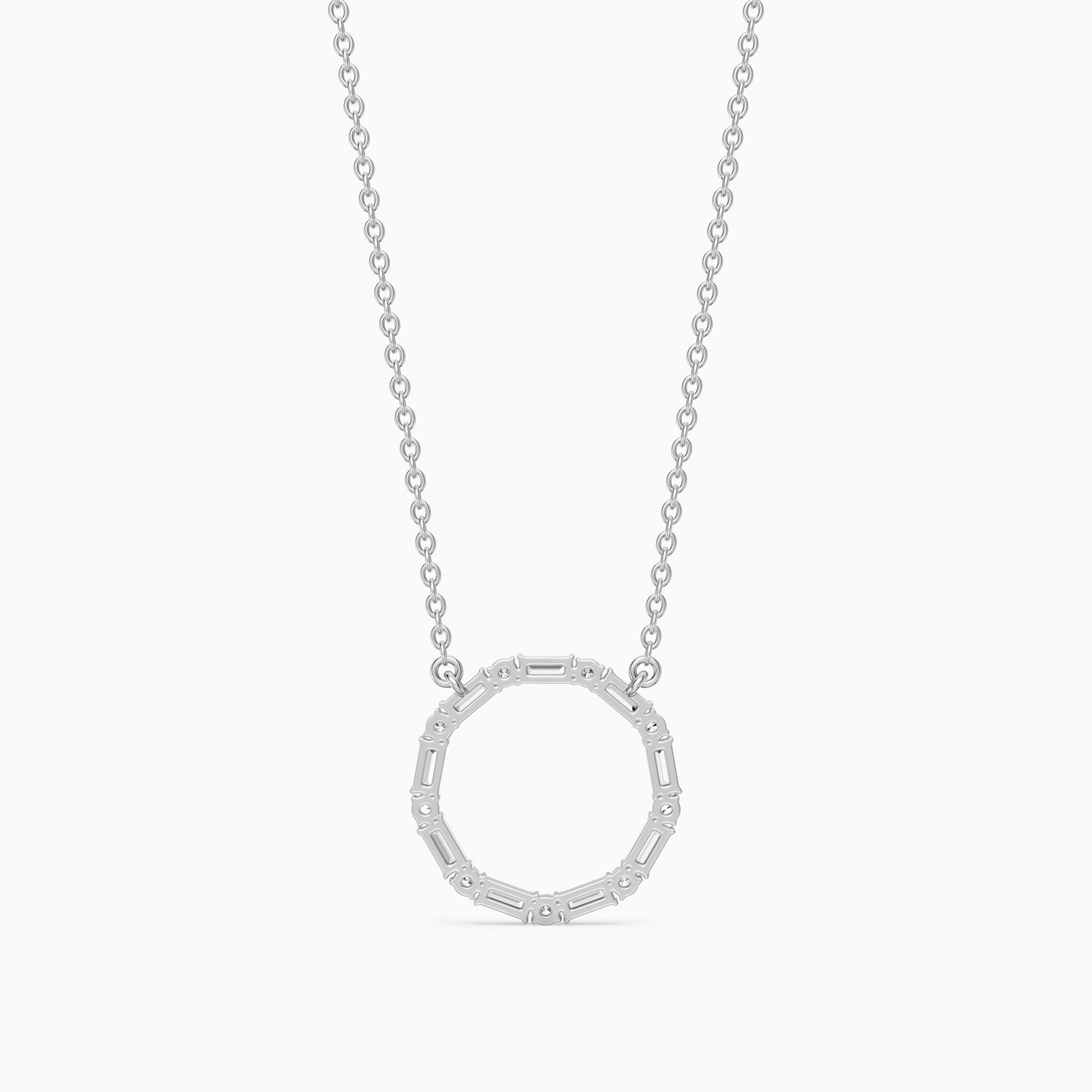 Eira Round and Baguette Lab Grown Diamond Circle Pendant
