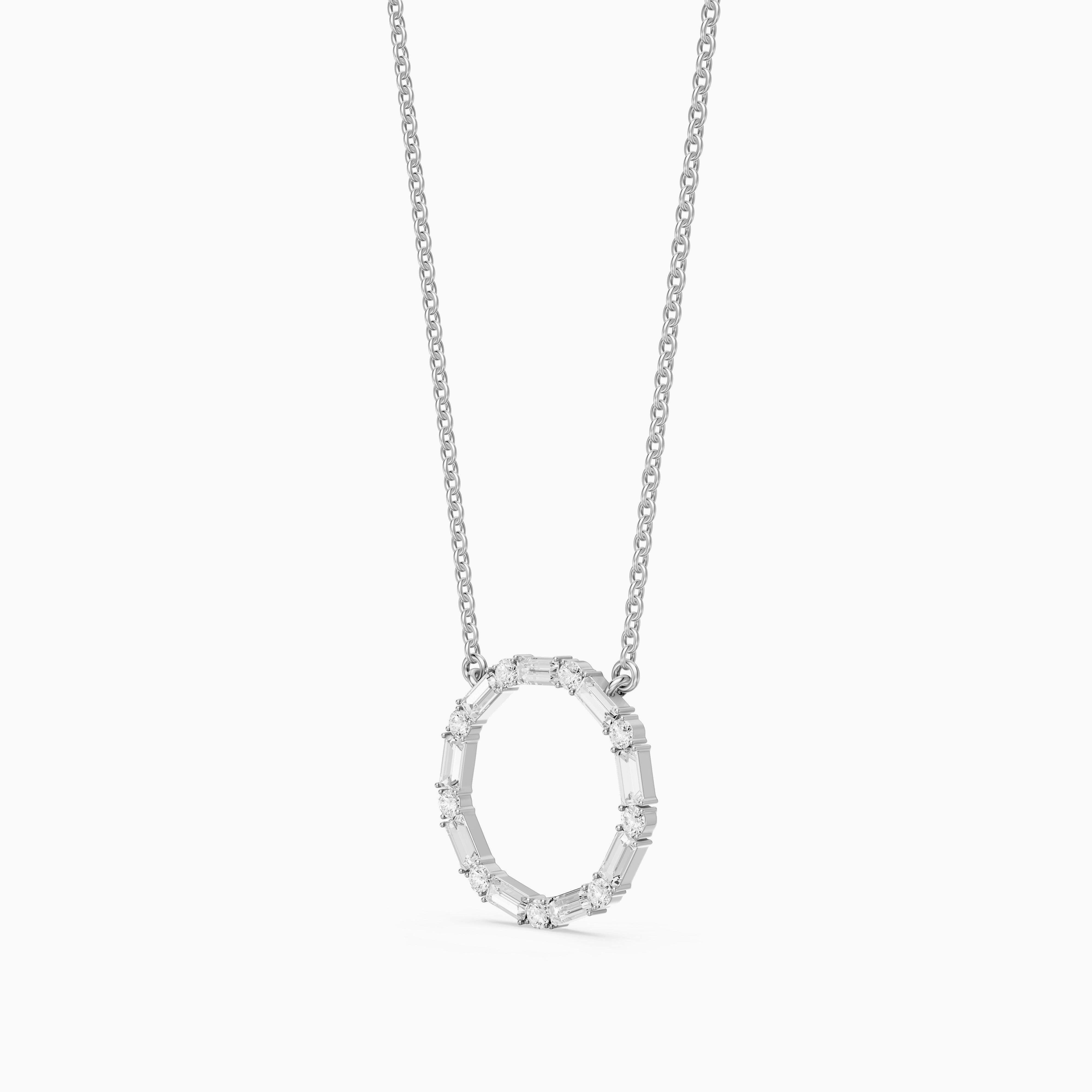 Eira Round and Baguette Lab Grown Diamond Circle Pendant