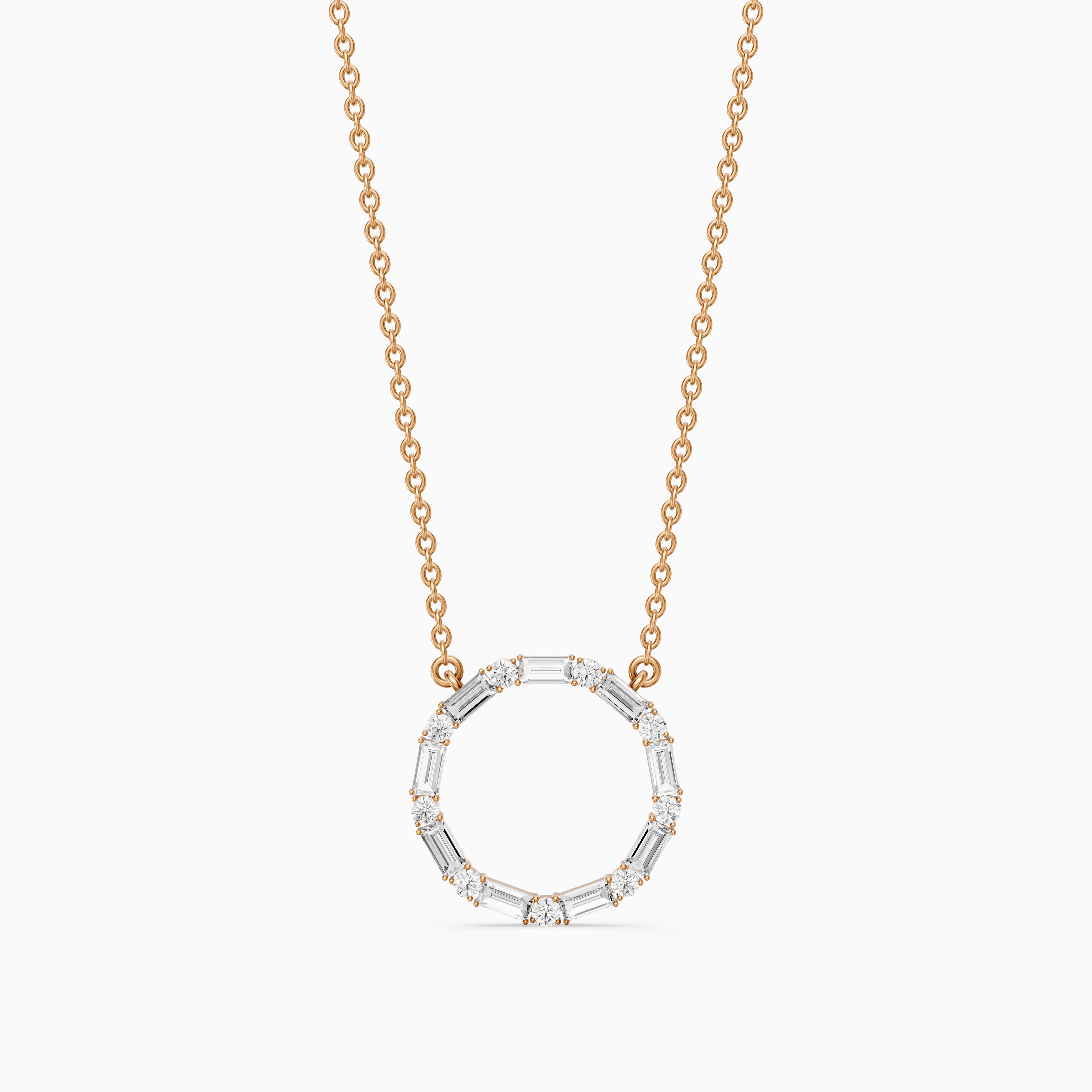 Eira Round and Baguette Lab Grown Diamond Circle Pendant