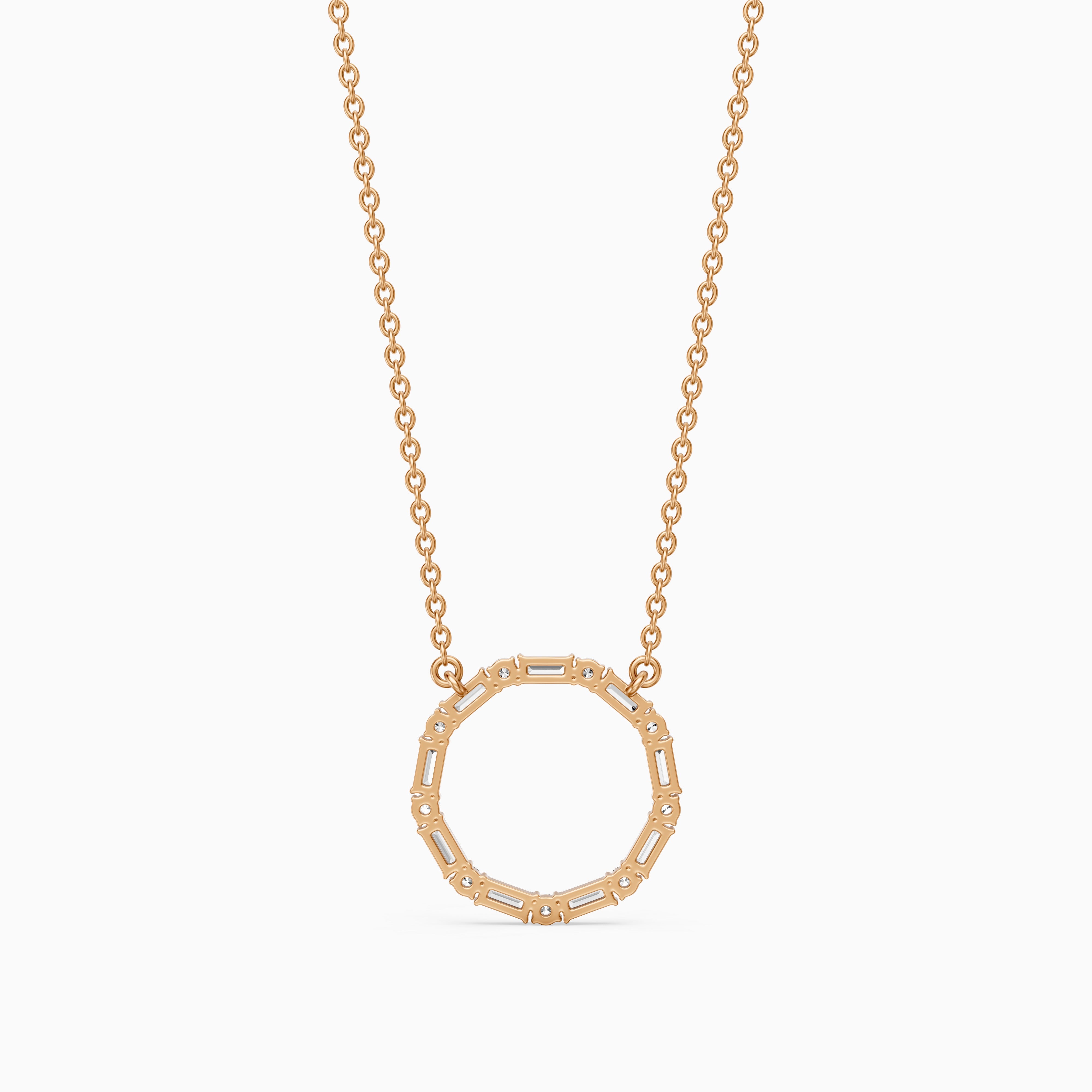 Eira Round and Baguette Lab Grown Diamond Circle Pendant