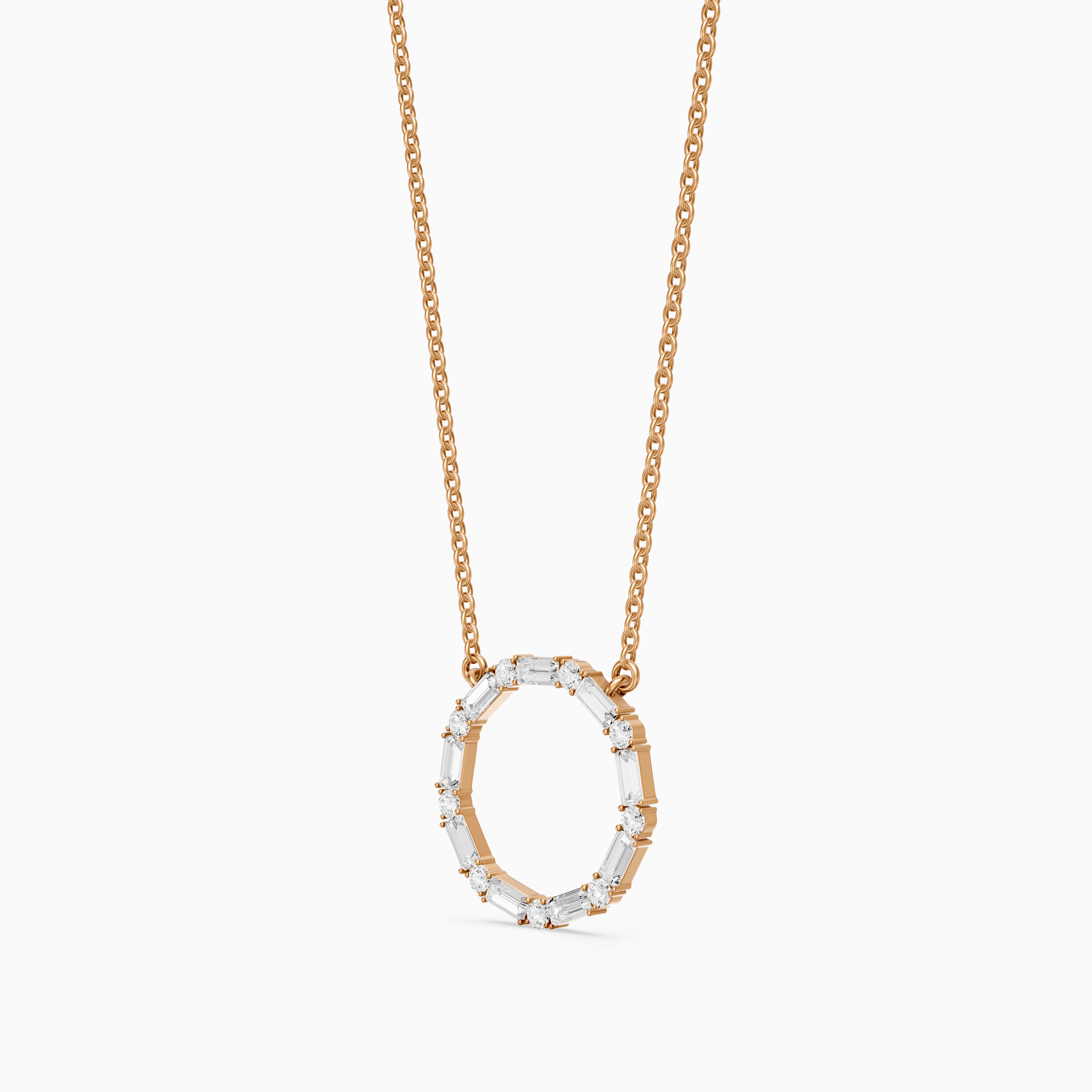 Eira Round and Baguette Lab Grown Diamond Circle Pendant
