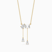 Flora Pear and Emerald Cut Lab Grown Diamond Tassel Necklace
