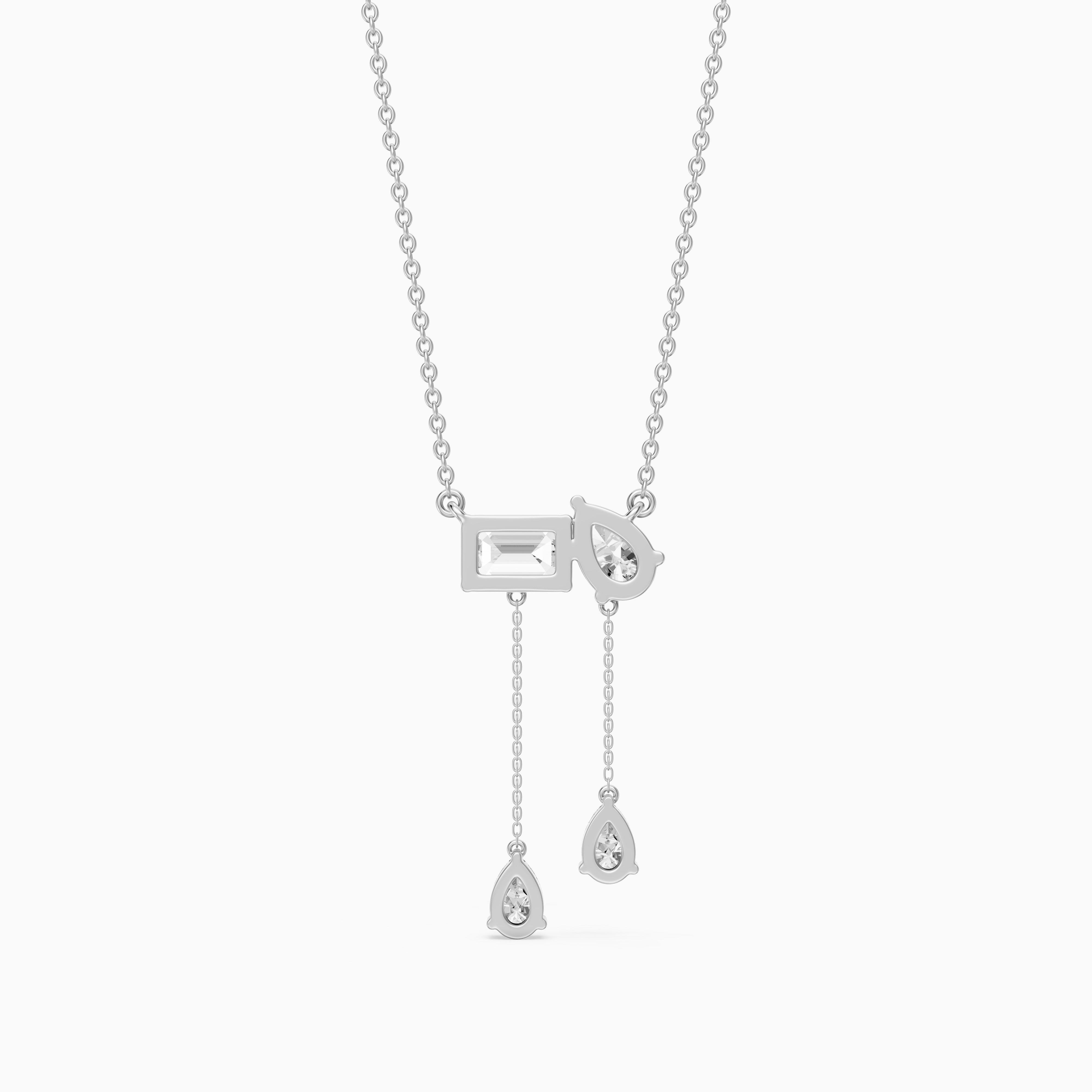 Flora Pear and Emerald Cut Lab Grown Diamond Tassel Necklace