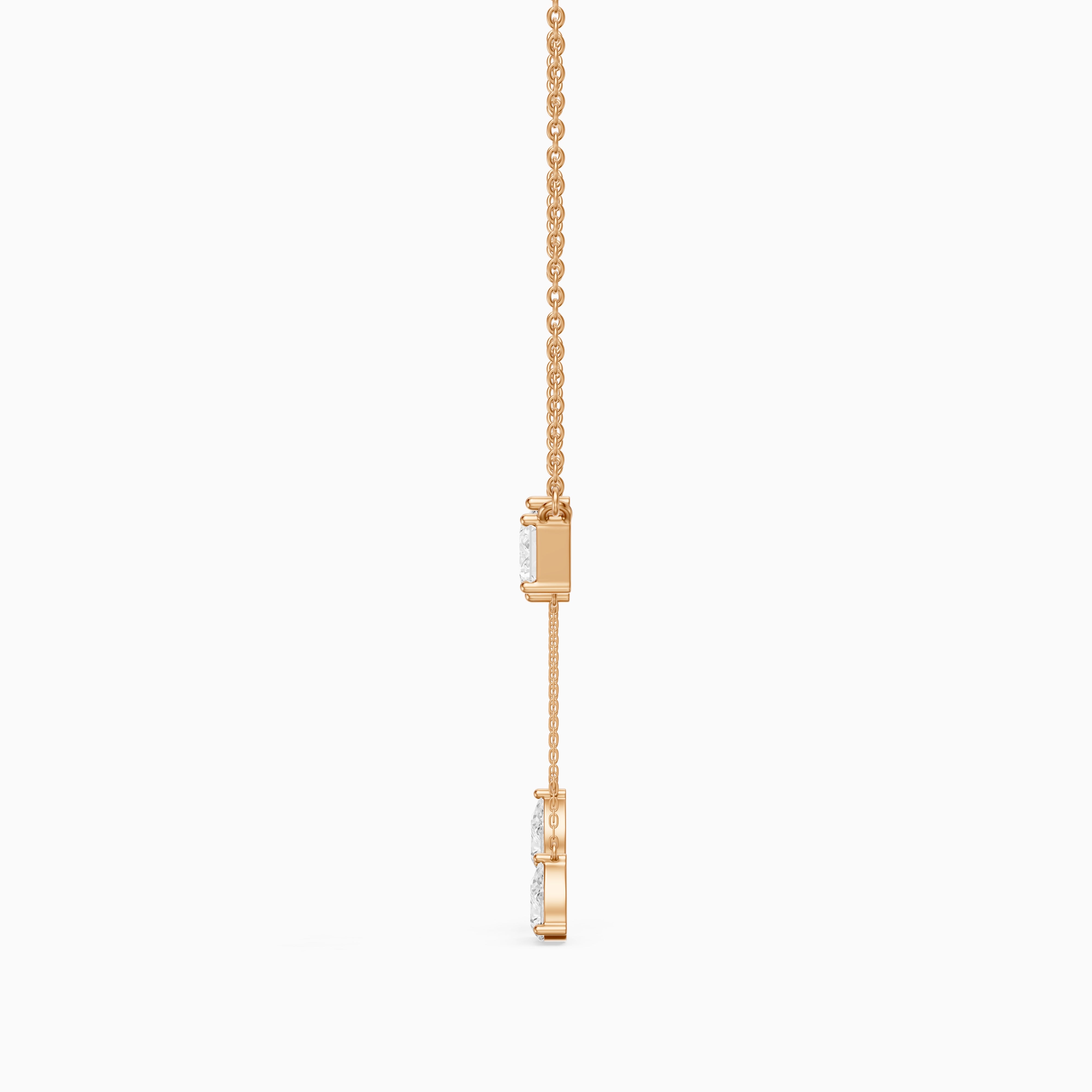 Flora Pear and Emerald Cut Lab Grown Diamond Tassel Necklace