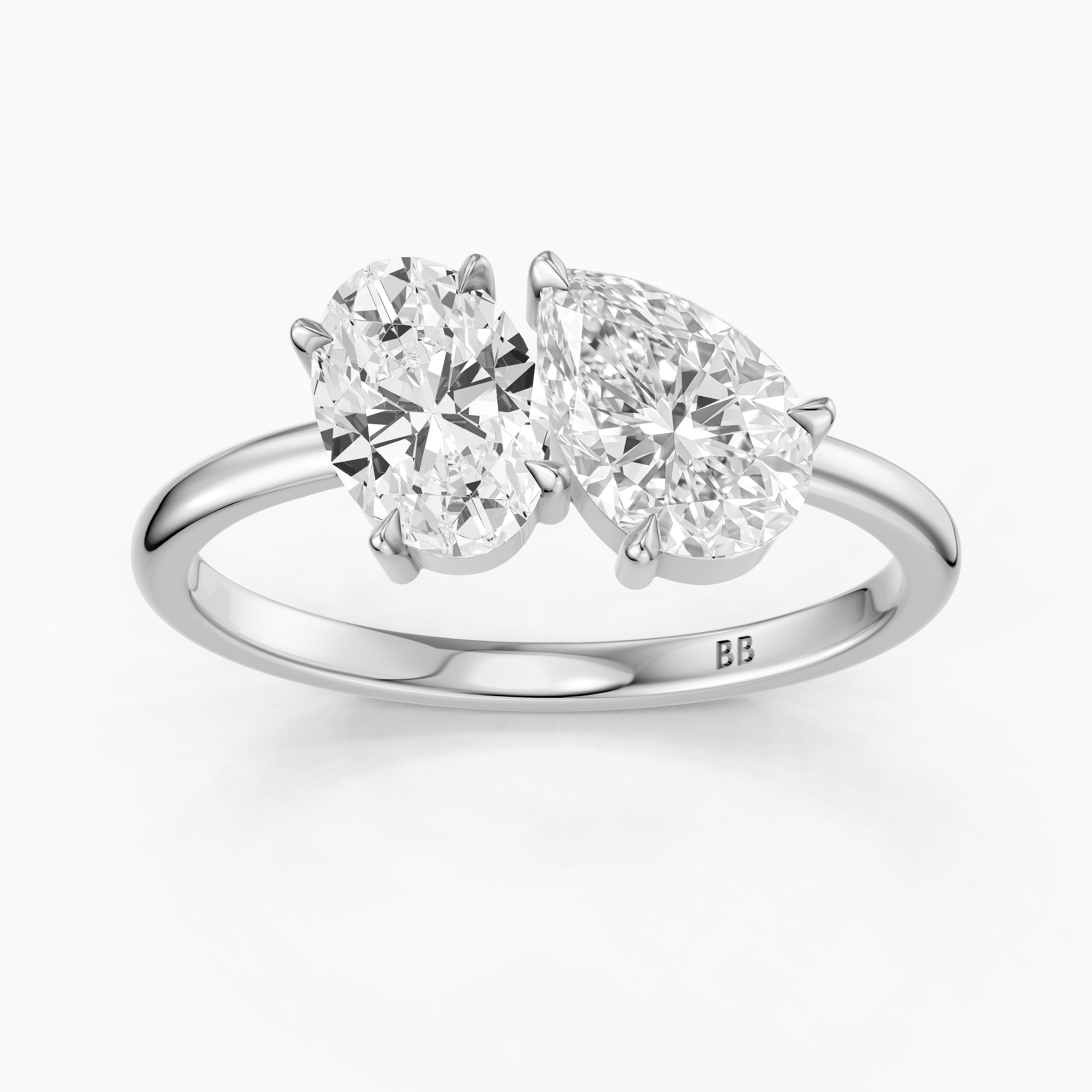 Lianne Toi Et Moi Ring With Oval and Pear Two Stone Moissanite Diamond
