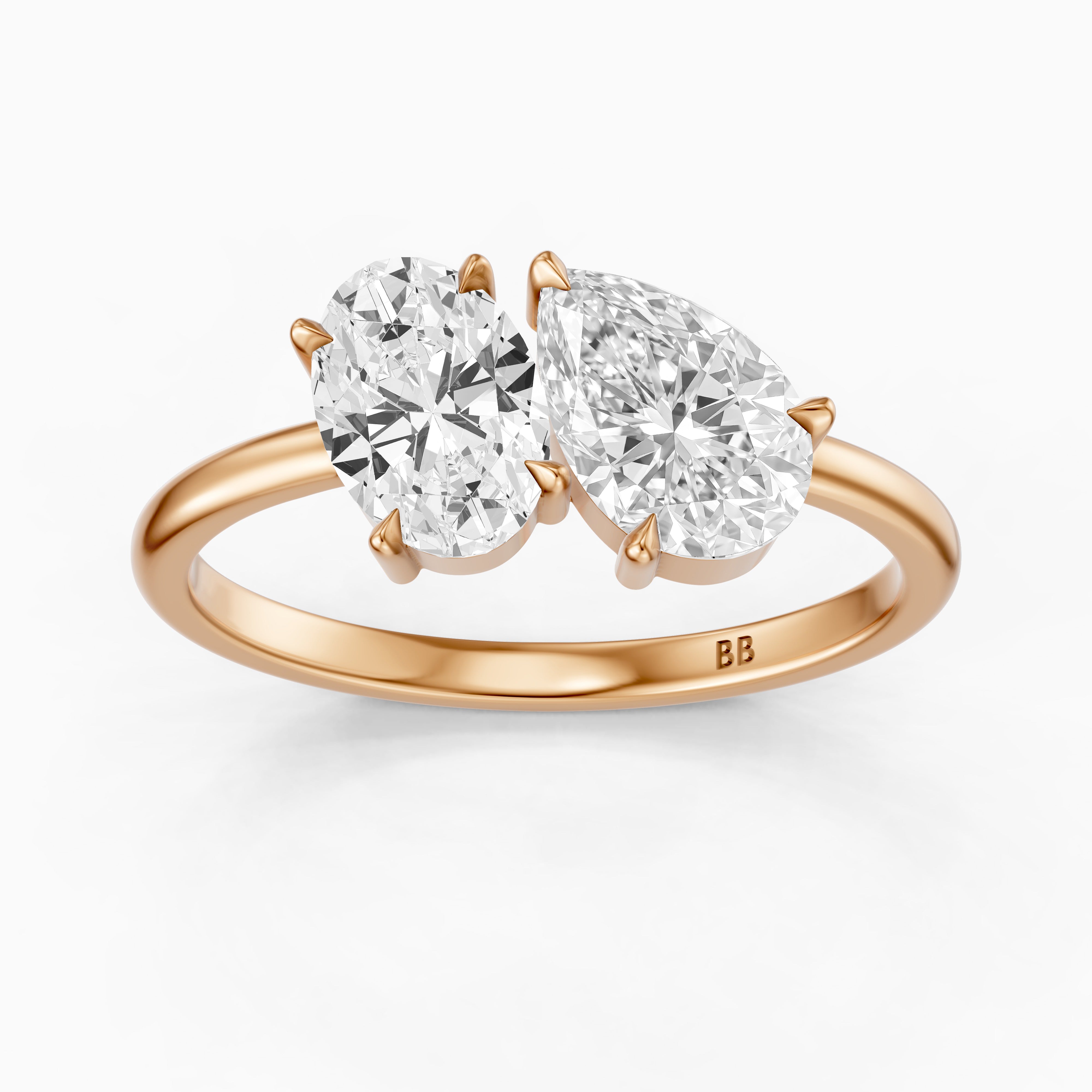 Lianne Toi Et Moi Ring With Oval and Pear Two Stone Moissanite Diamond