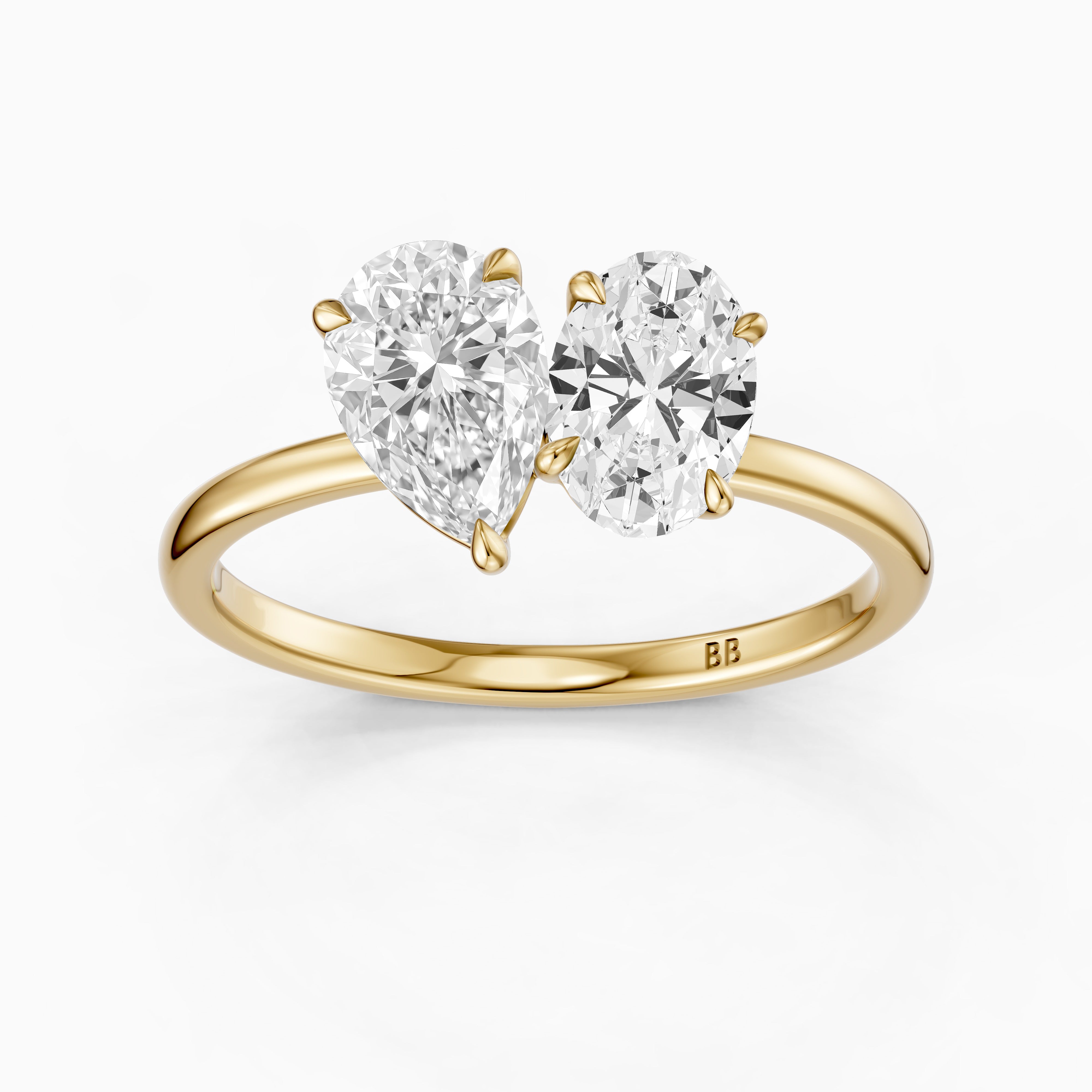 Lilian Toi Et Moi Ring With Pear and Oval Two Stone Moissanite Diamond