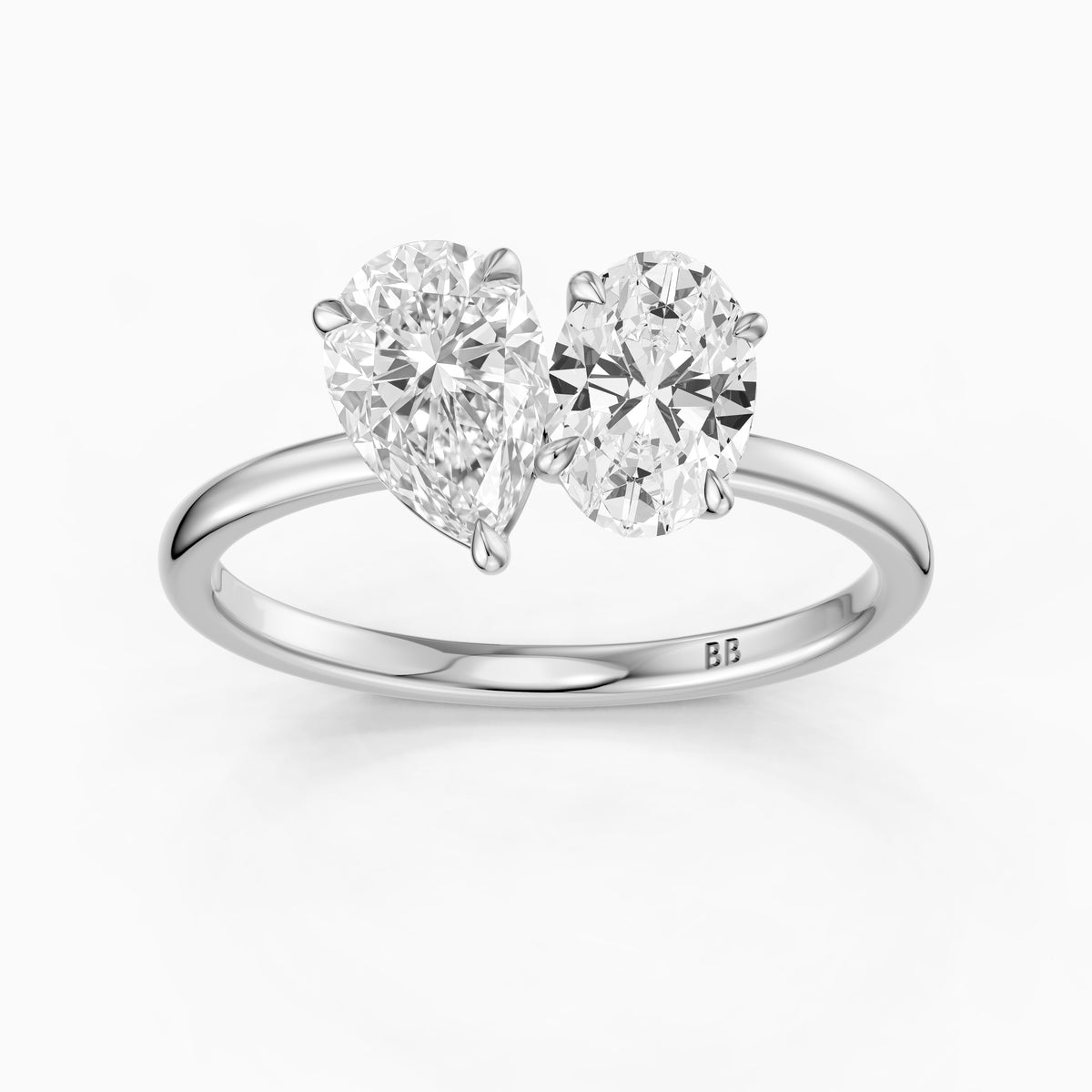 Lilian Toi Et Moi Ring With Pear and Oval Two Stone Moissanite Diamond