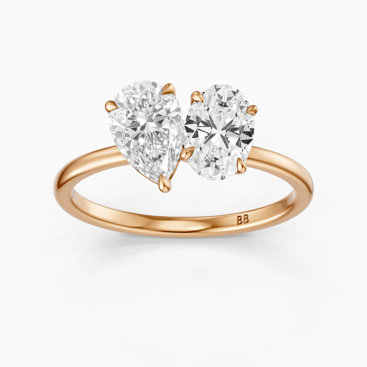Lilian Toi Et Moi Ring With Pear and Oval Two Stone Moissanite Diamond