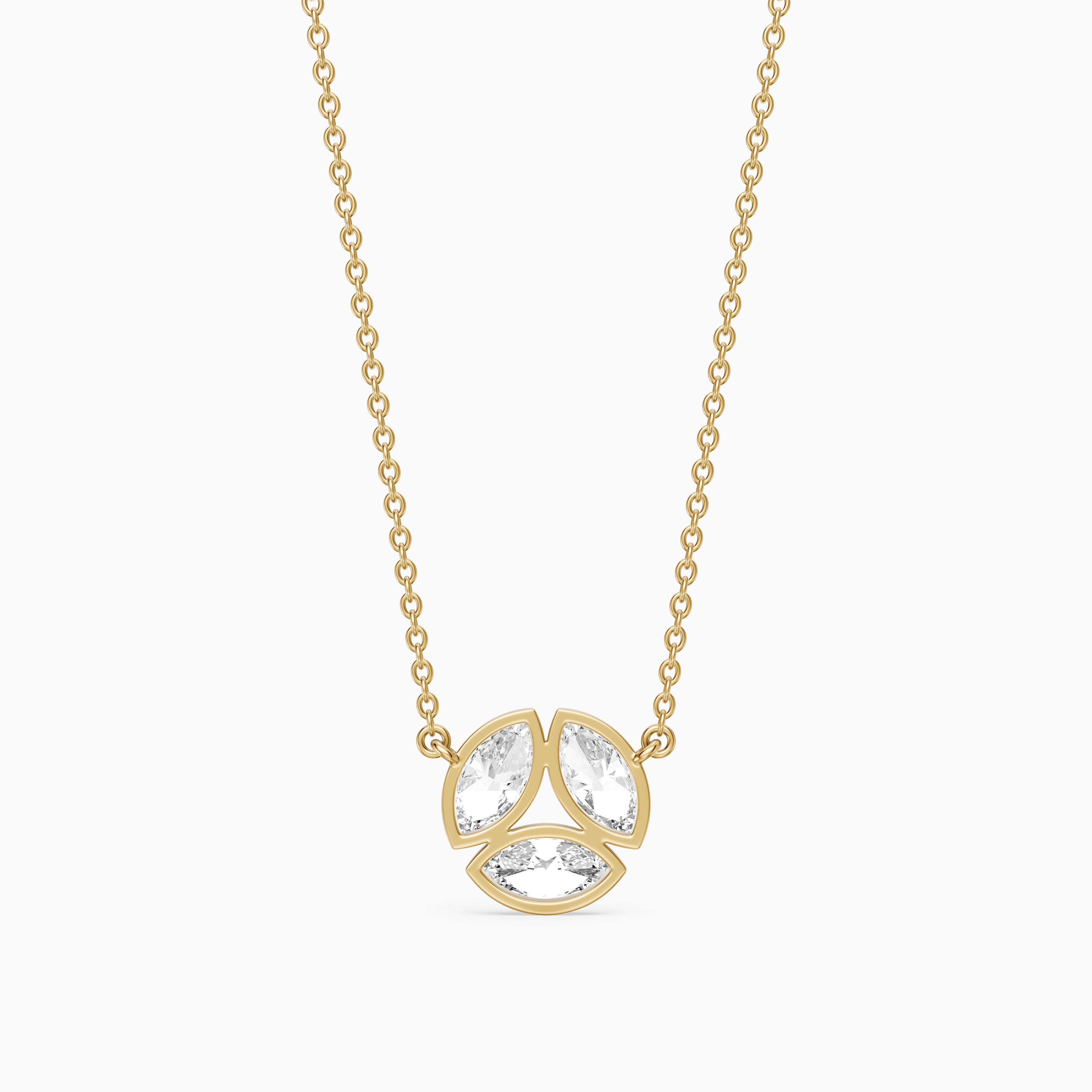 Georgia Bezel Set Marquise Lab Grown Diamond Cluster Necklace