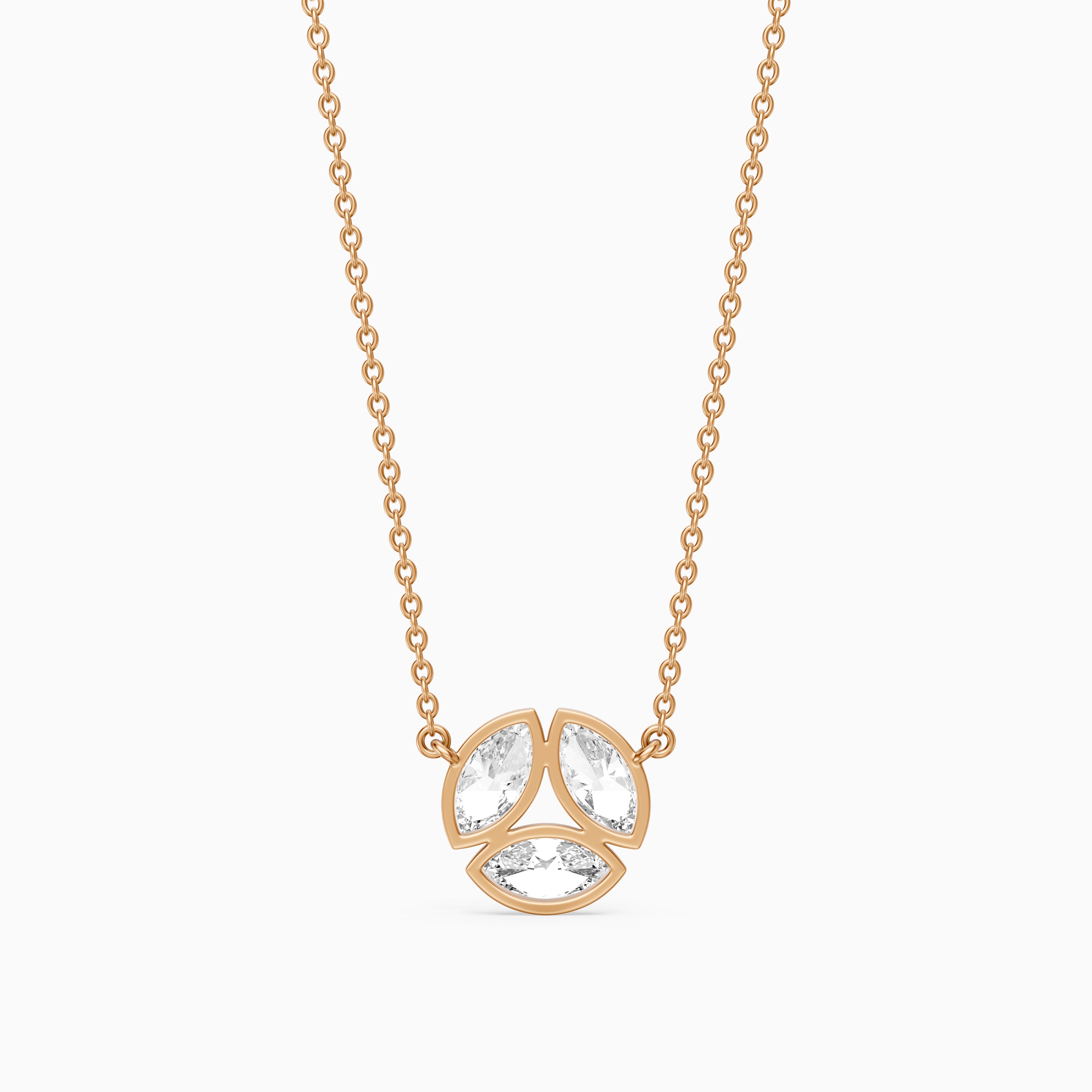 Georgia Bezel Set Marquise Lab Grown Diamond Cluster Necklace