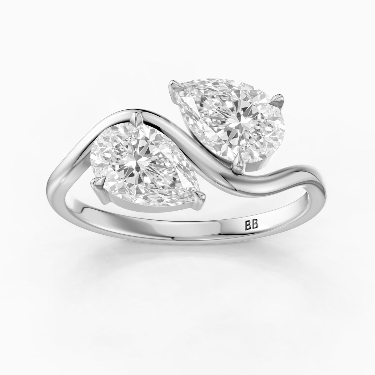 Lillia Toi Et Moi Ring With Both Pear Two Stone Moissanite Diamond