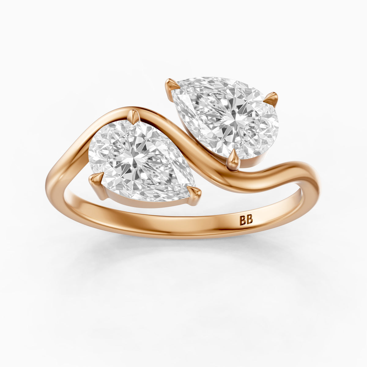 Lillia Toi Et Moi Ring With Both Pear Two Stone Moissanite Diamond