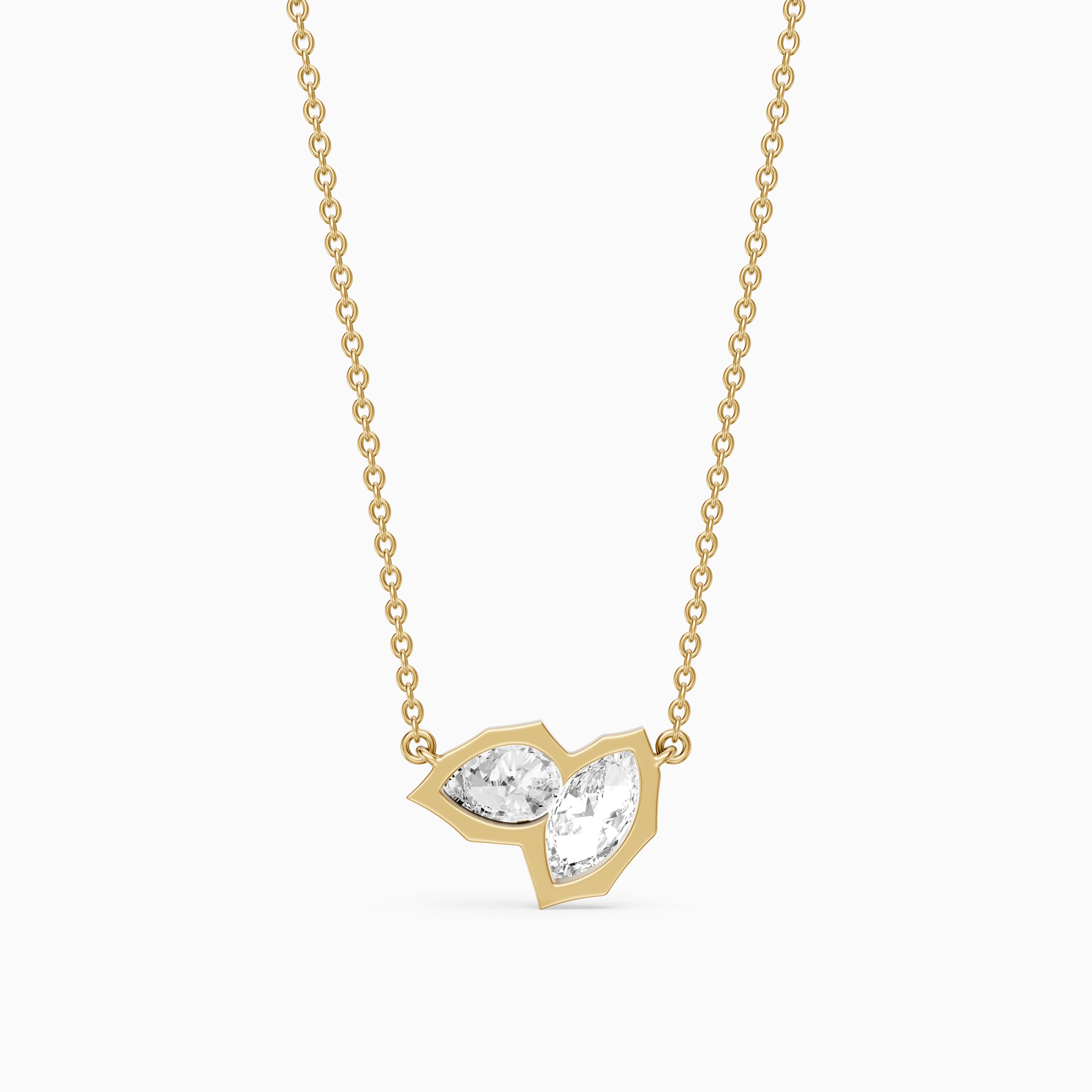 Ivana Marquise and Pear Lab Grown Diamond Toi et Moi Pendant