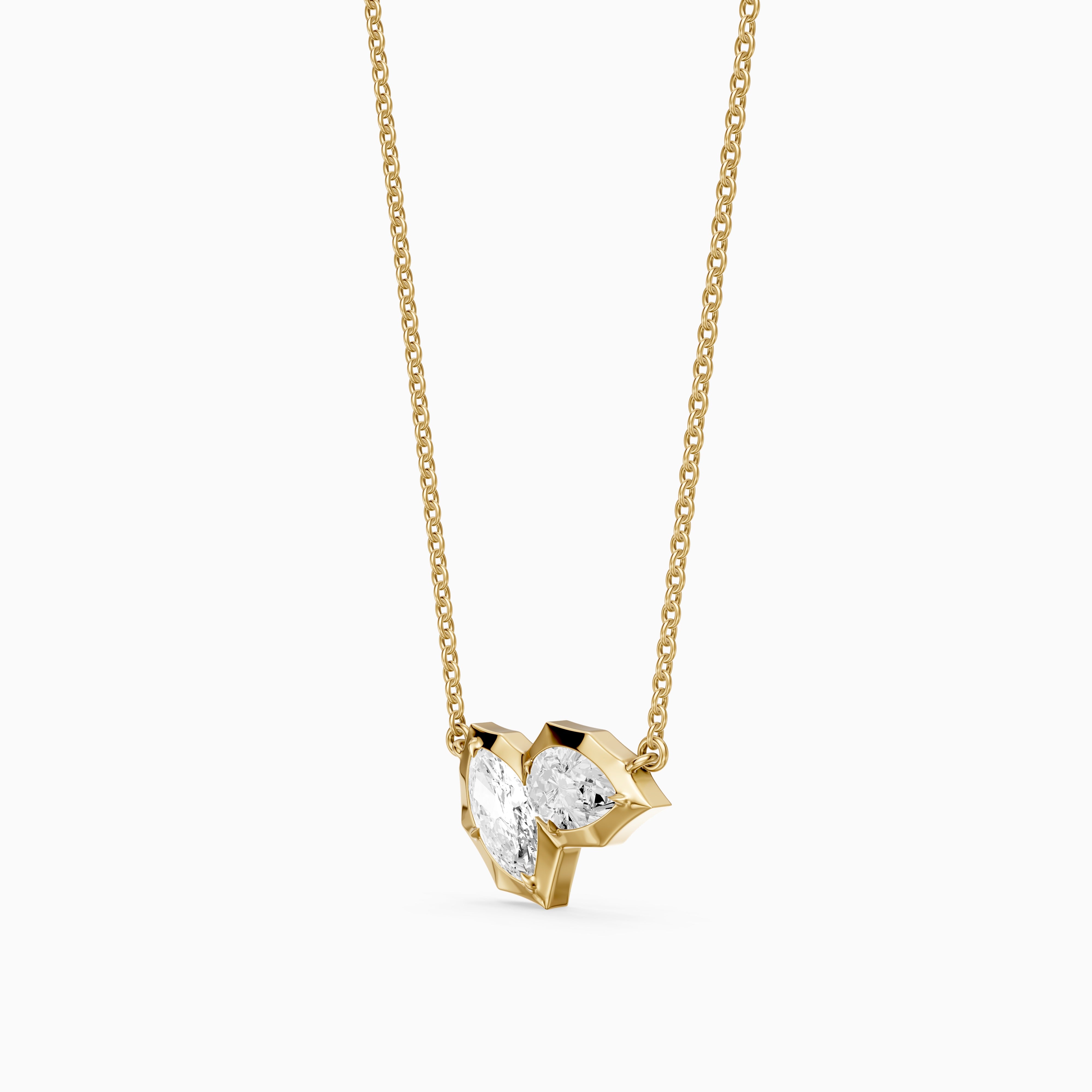 Ivana Marquise and Pear Lab Grown Diamond Toi et Moi Pendant