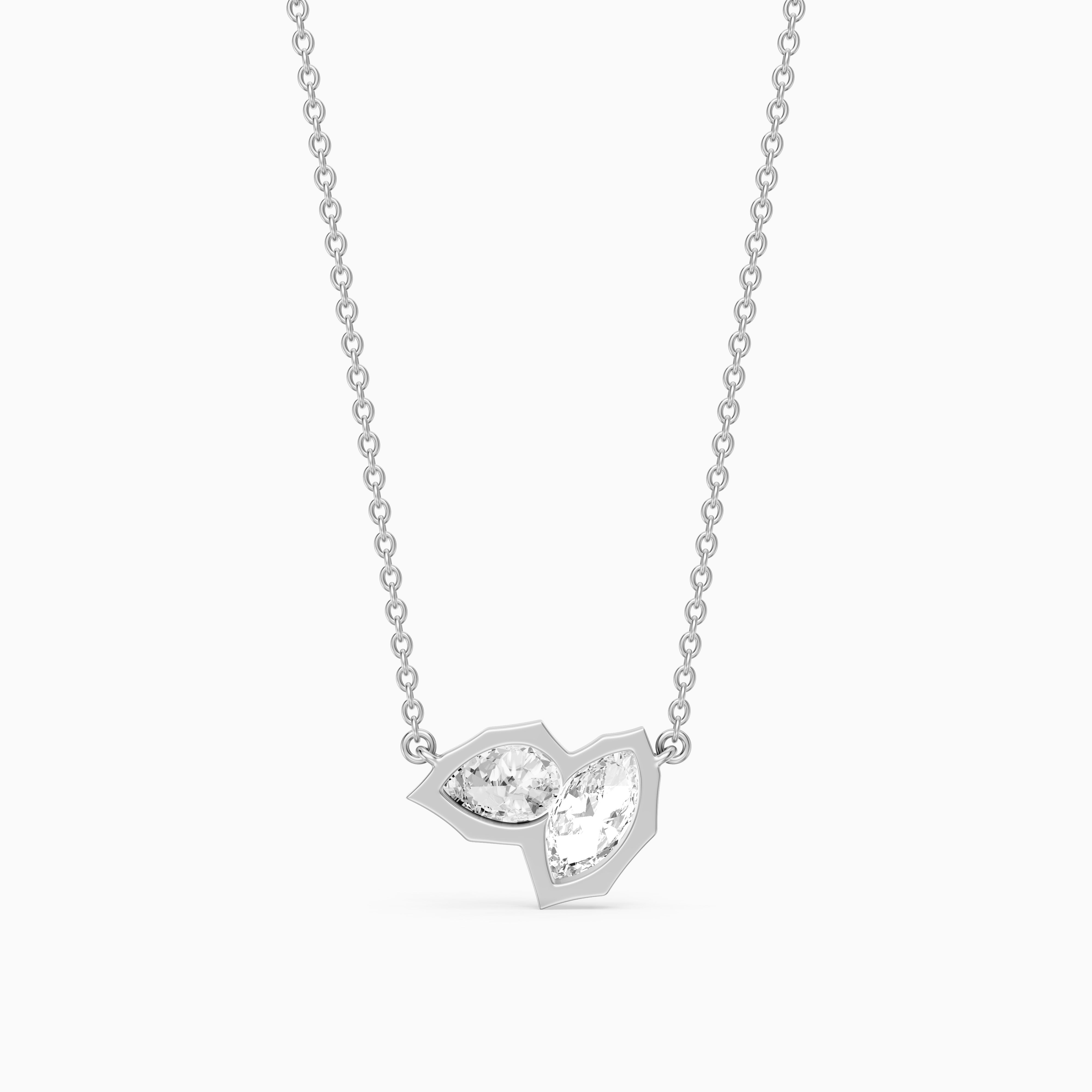 Ivana Marquise and Pear Lab Grown Diamond Toi et Moi Pendant