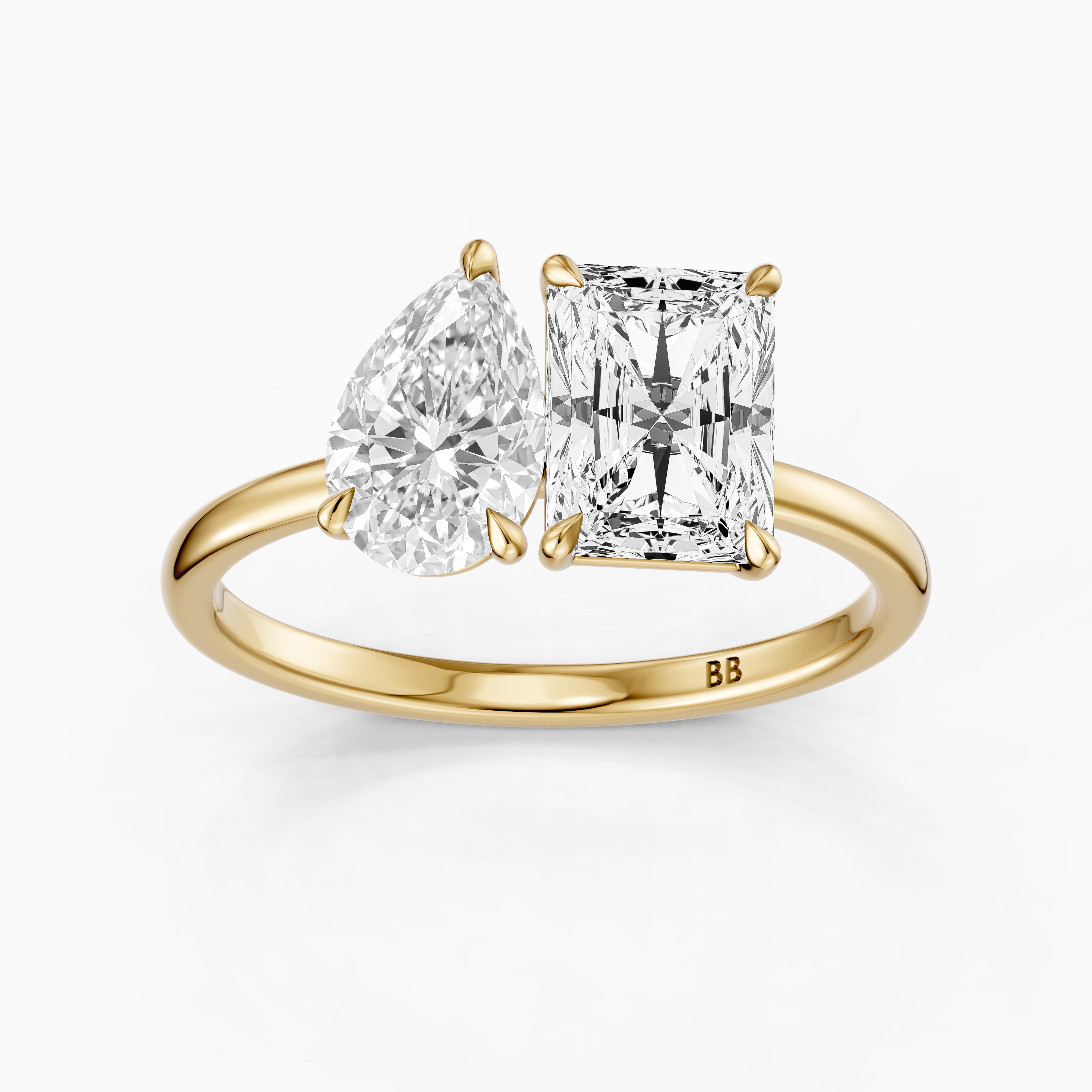 Lillie Toi Et Moi Ring With Pear and Radiant Two Stone Lab Grown Diamond