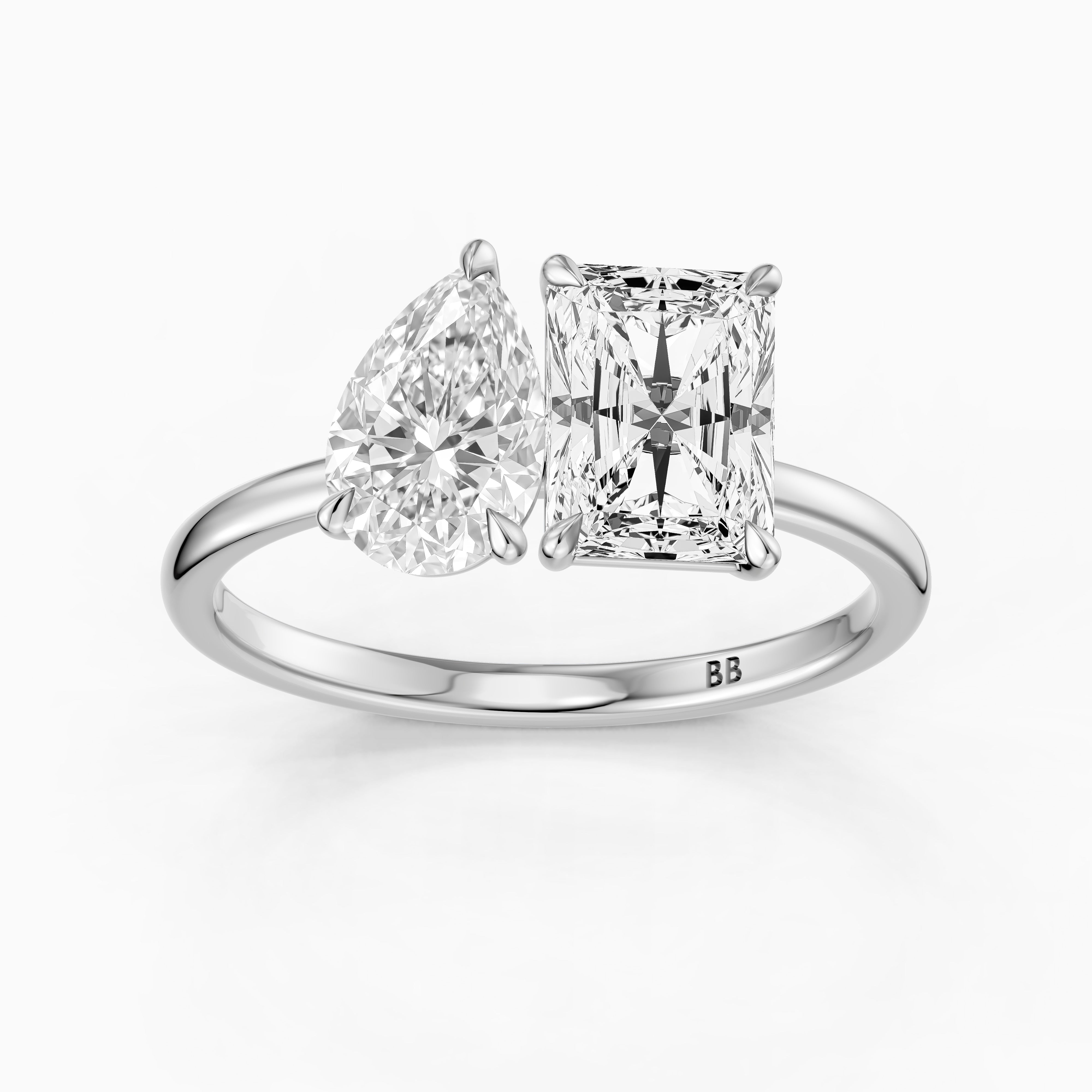 Lillie Toi Et Moi Ring With Pear and Radiant Two Stone Lab Grown Diamond