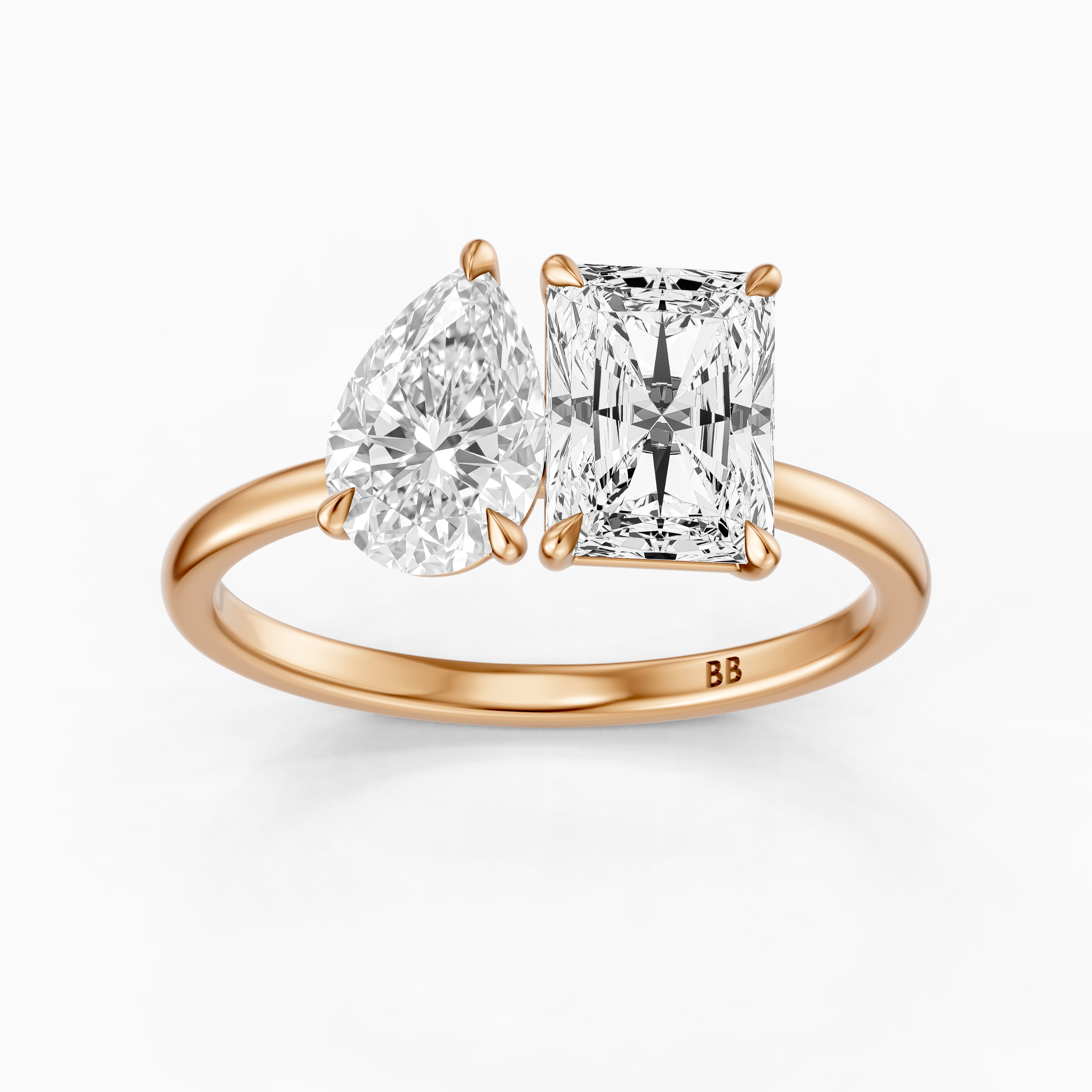 Lillie Toi Et Moi Ring With Pear and Radiant Two Stone Lab Grown Diamond