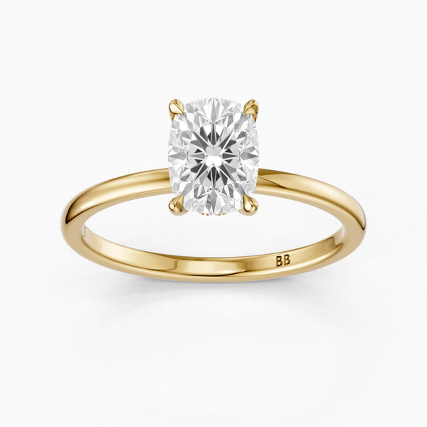 Melany Elongated Cushion Cut Hidden Halo Lab Grown Diamond Ring
