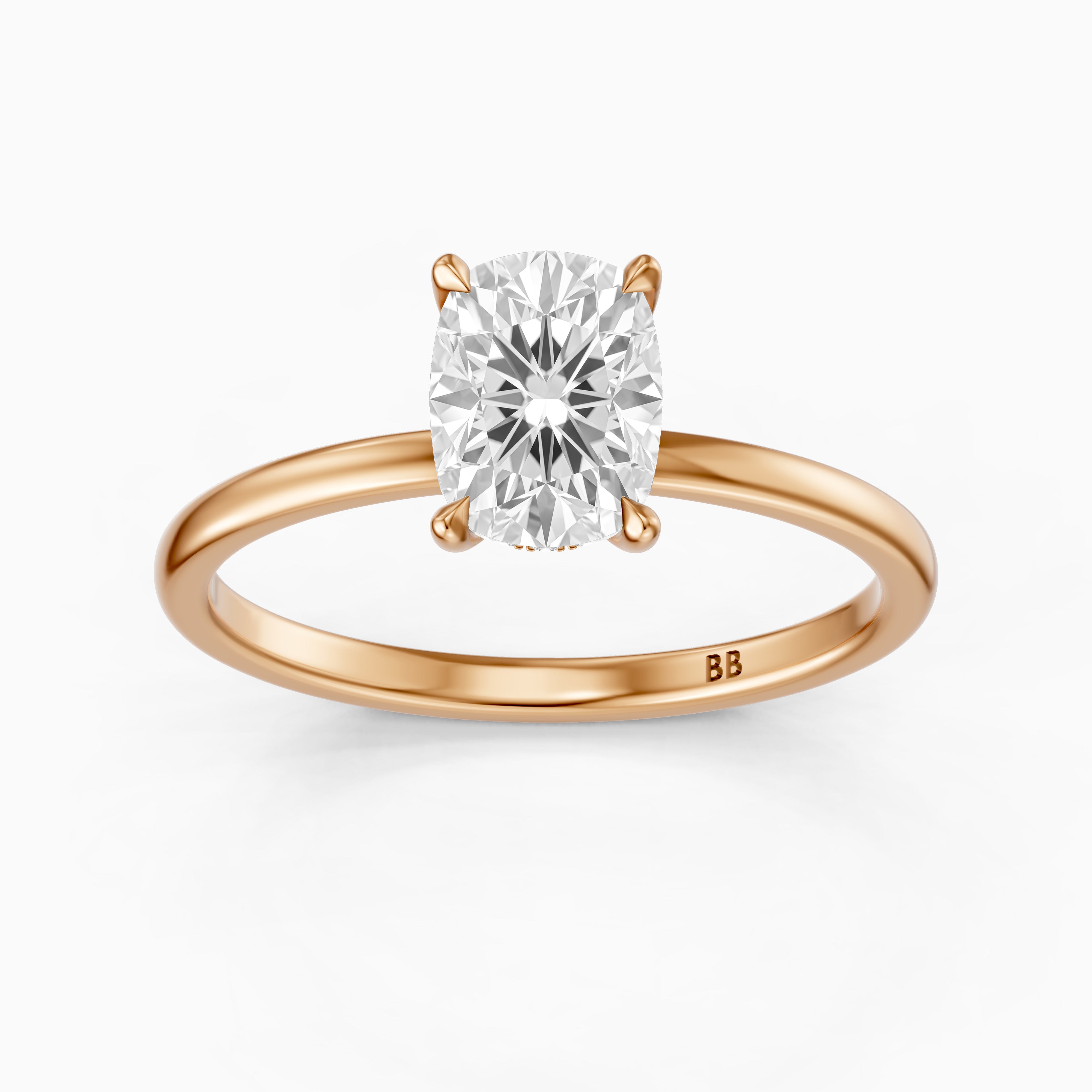 Melany Elongated Cushion Cut Hidden Halo Lab Grown Diamond Ring