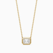 Leonie Emerald Cut Lab Grown Diamond Halo Pendant
