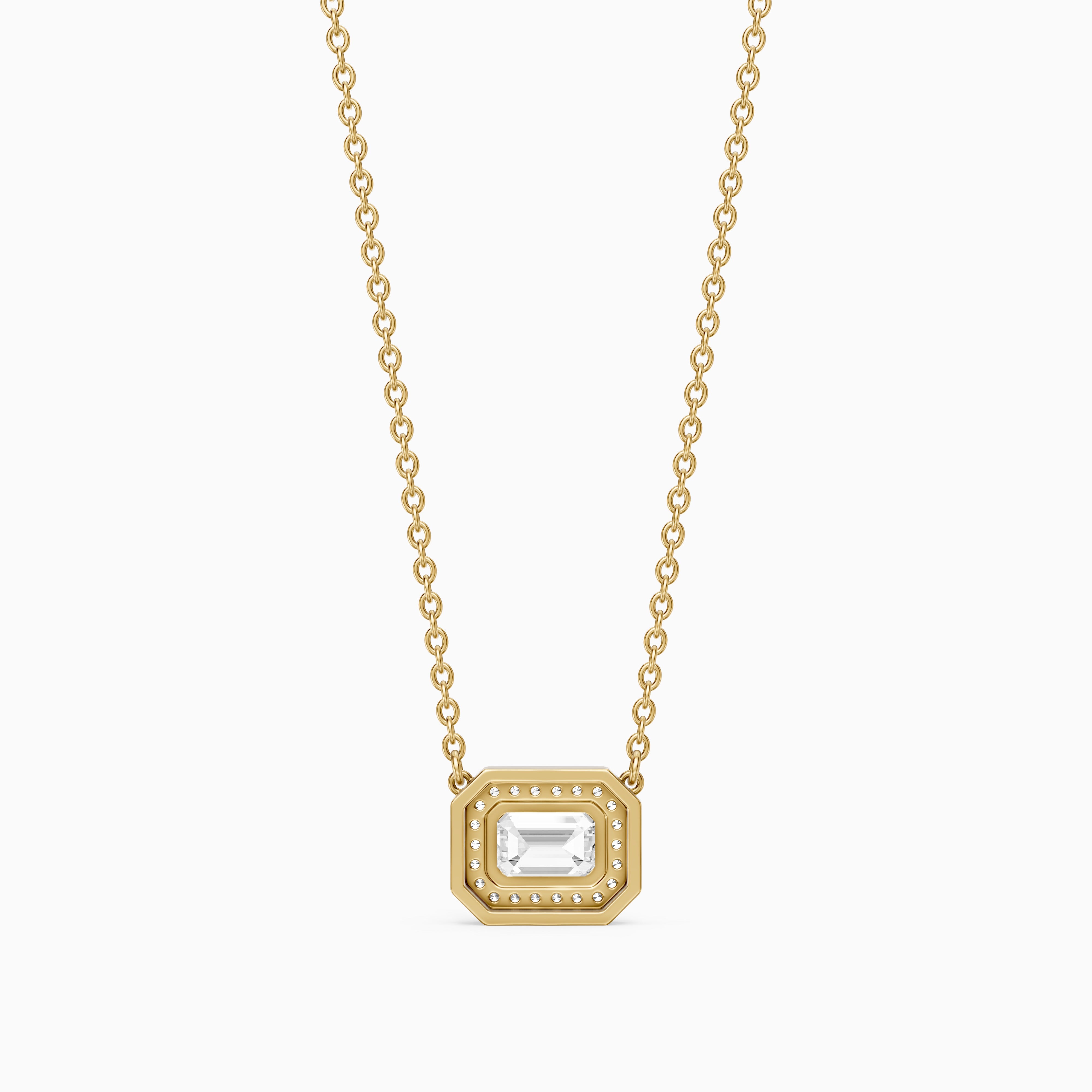 Leonie Emerald Cut Lab Grown Diamond Halo Pendant