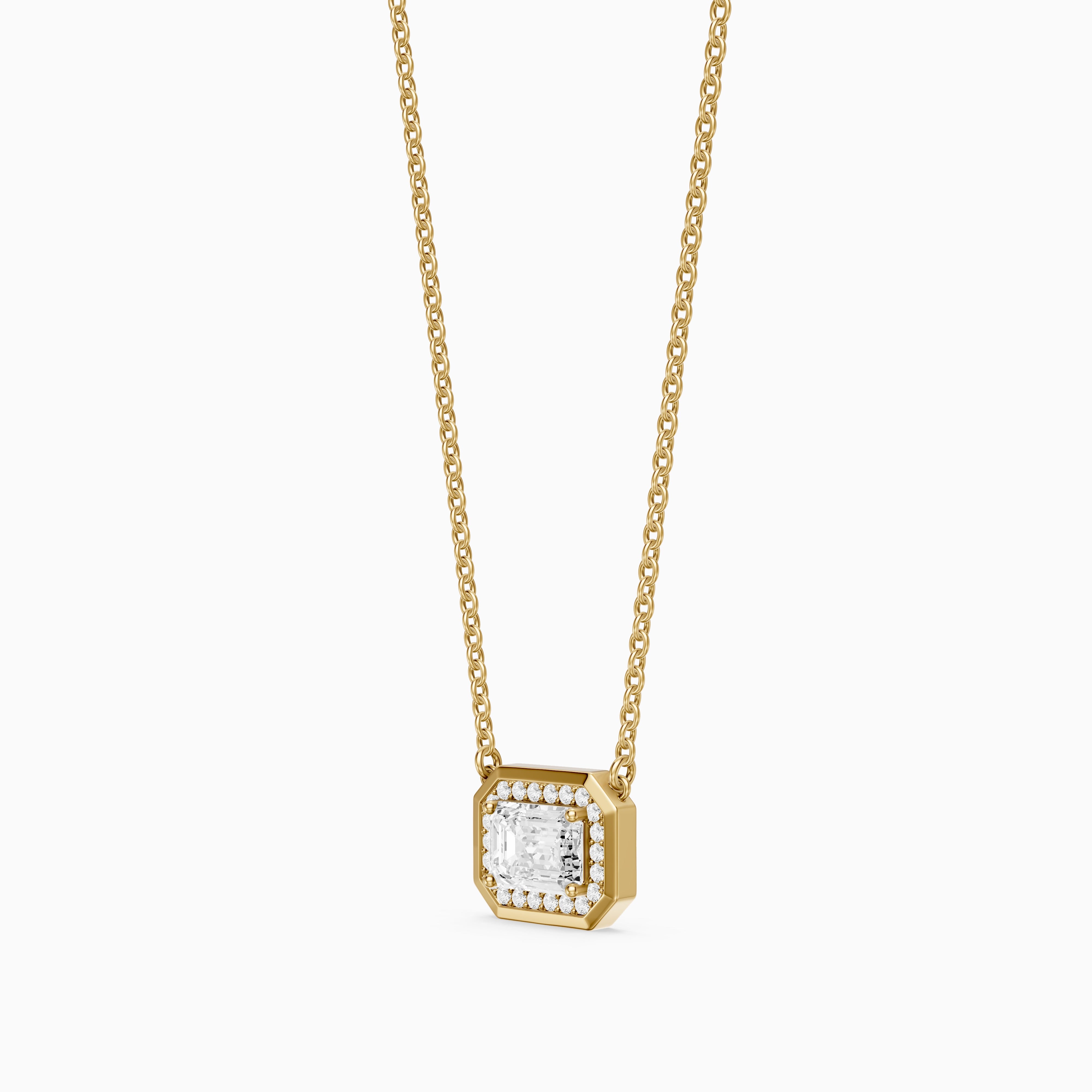 Leonie Emerald Cut Lab Grown Diamond Halo Pendant