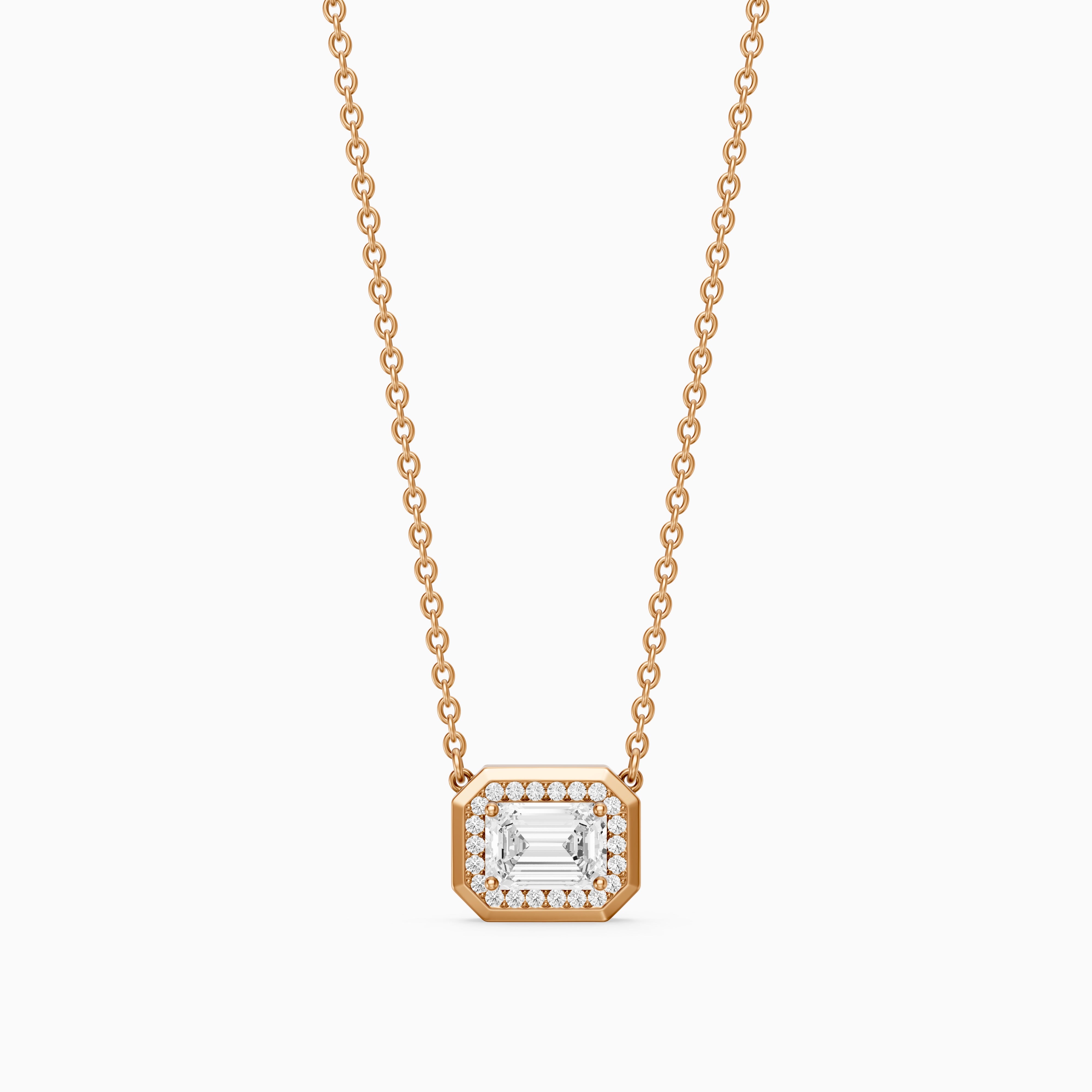 Leonie Emerald Cut Lab Grown Diamond Halo Pendant