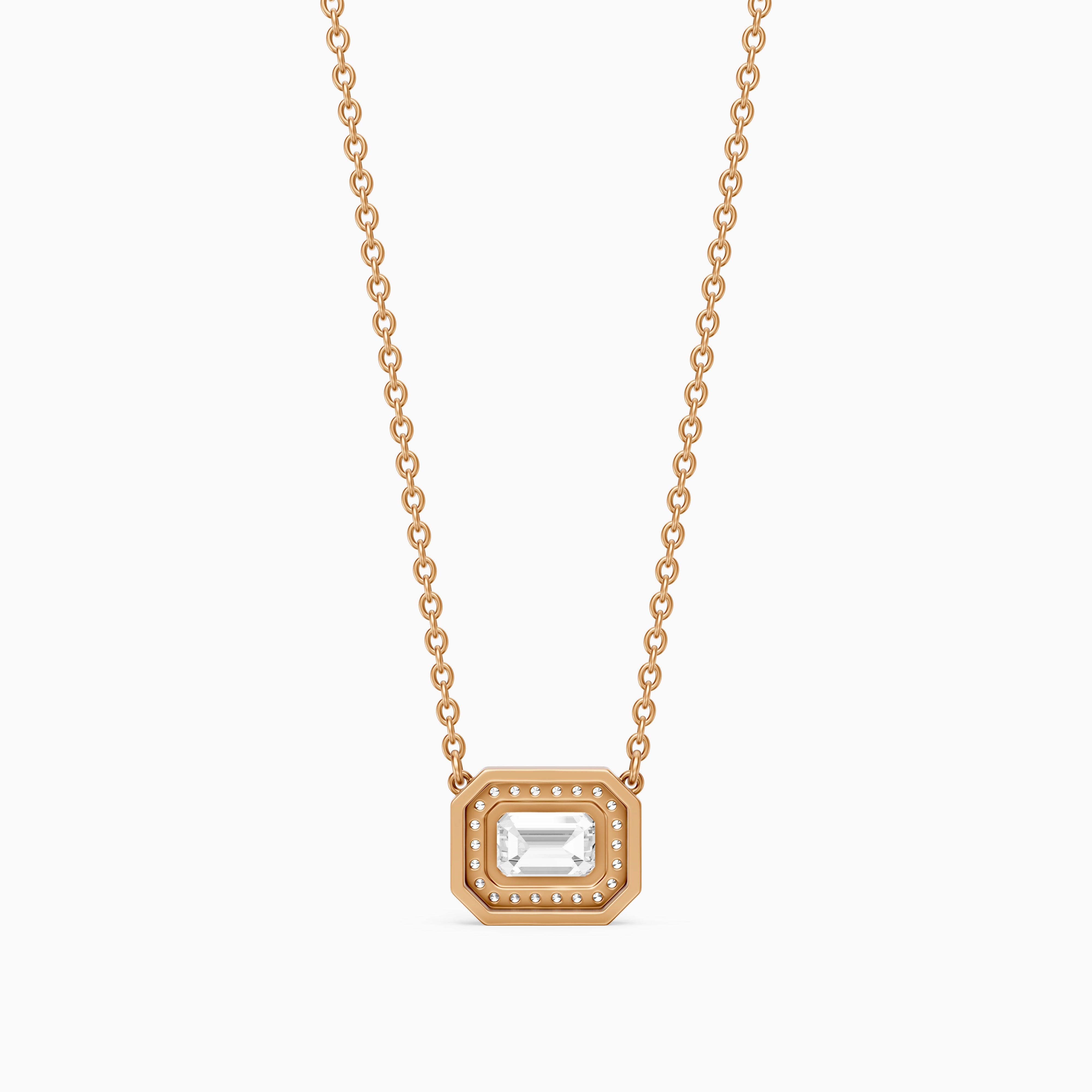 Leonie Emerald Cut Lab Grown Diamond Halo Pendant