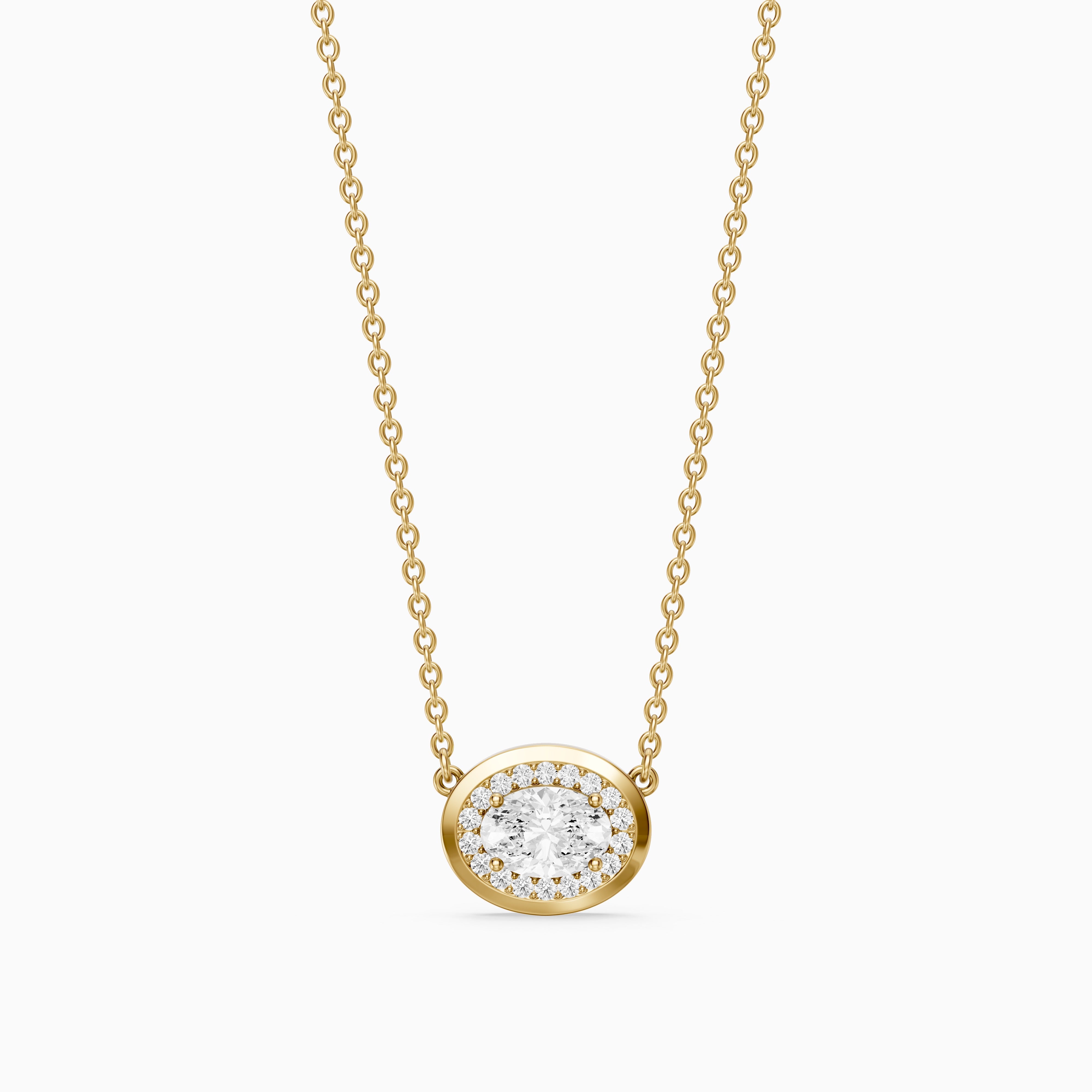 Lina Oval Lab Grown Diamond Halo Pendant