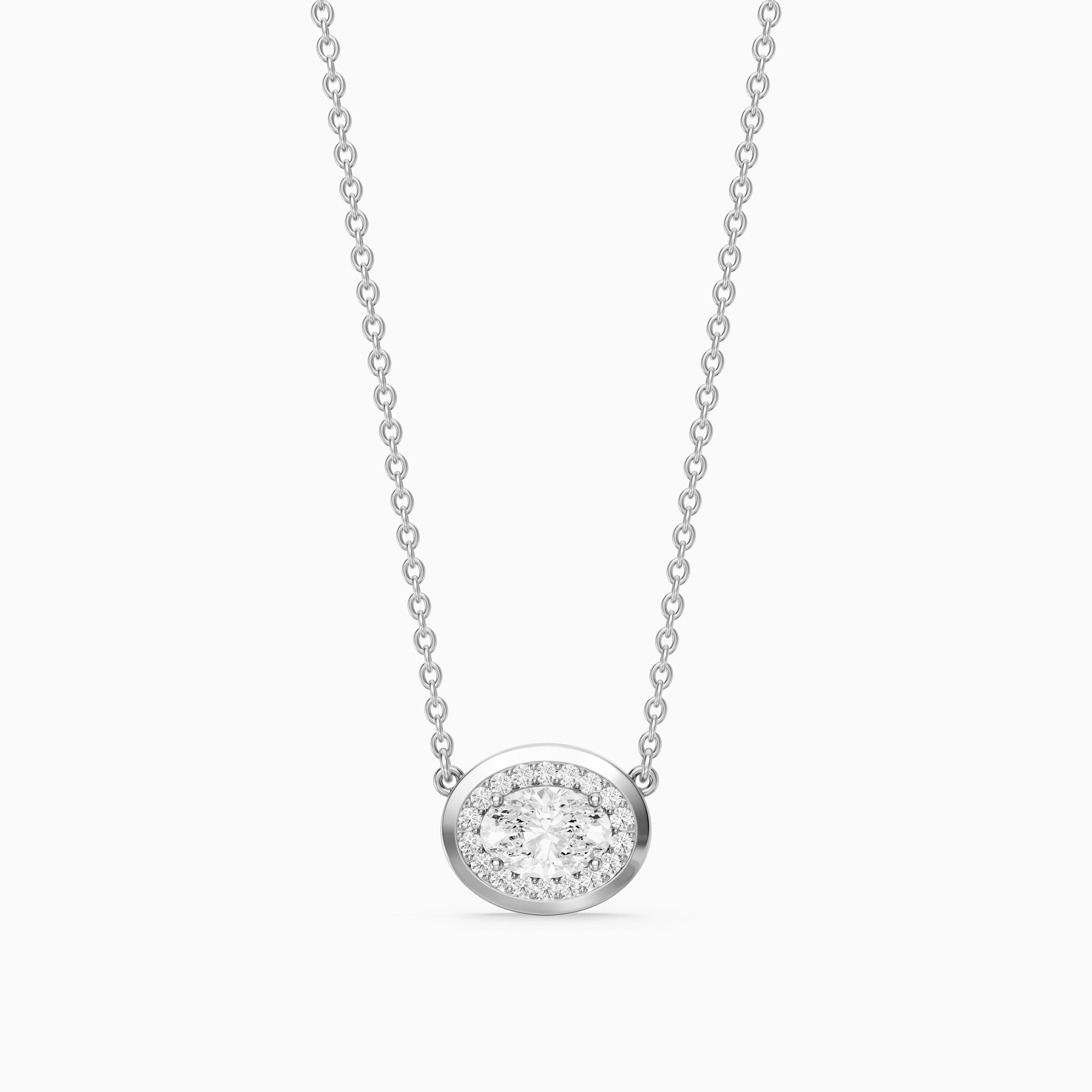 Lina Oval Lab Grown Diamond Halo Pendant