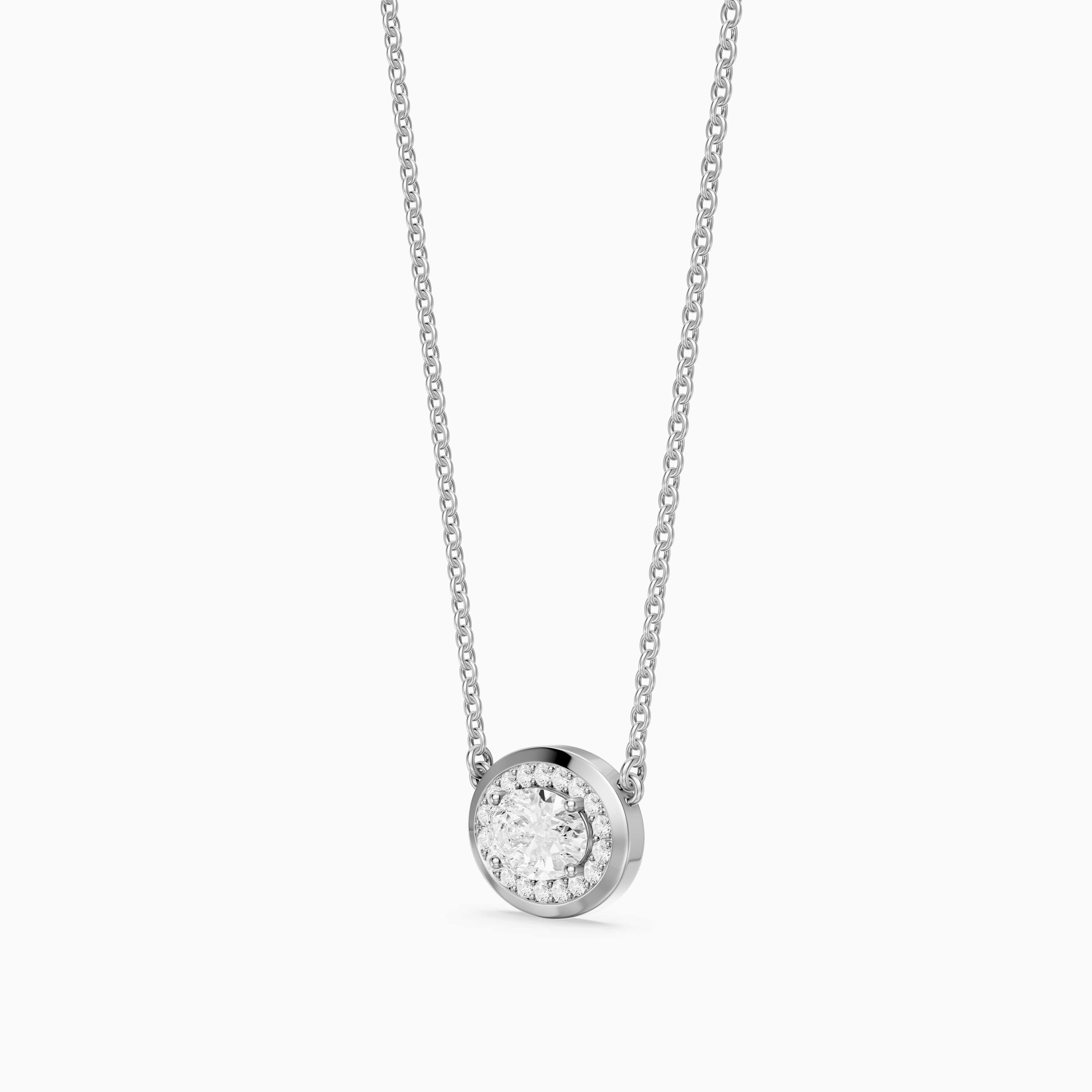 Lina Oval Lab Grown Diamond Halo Pendant