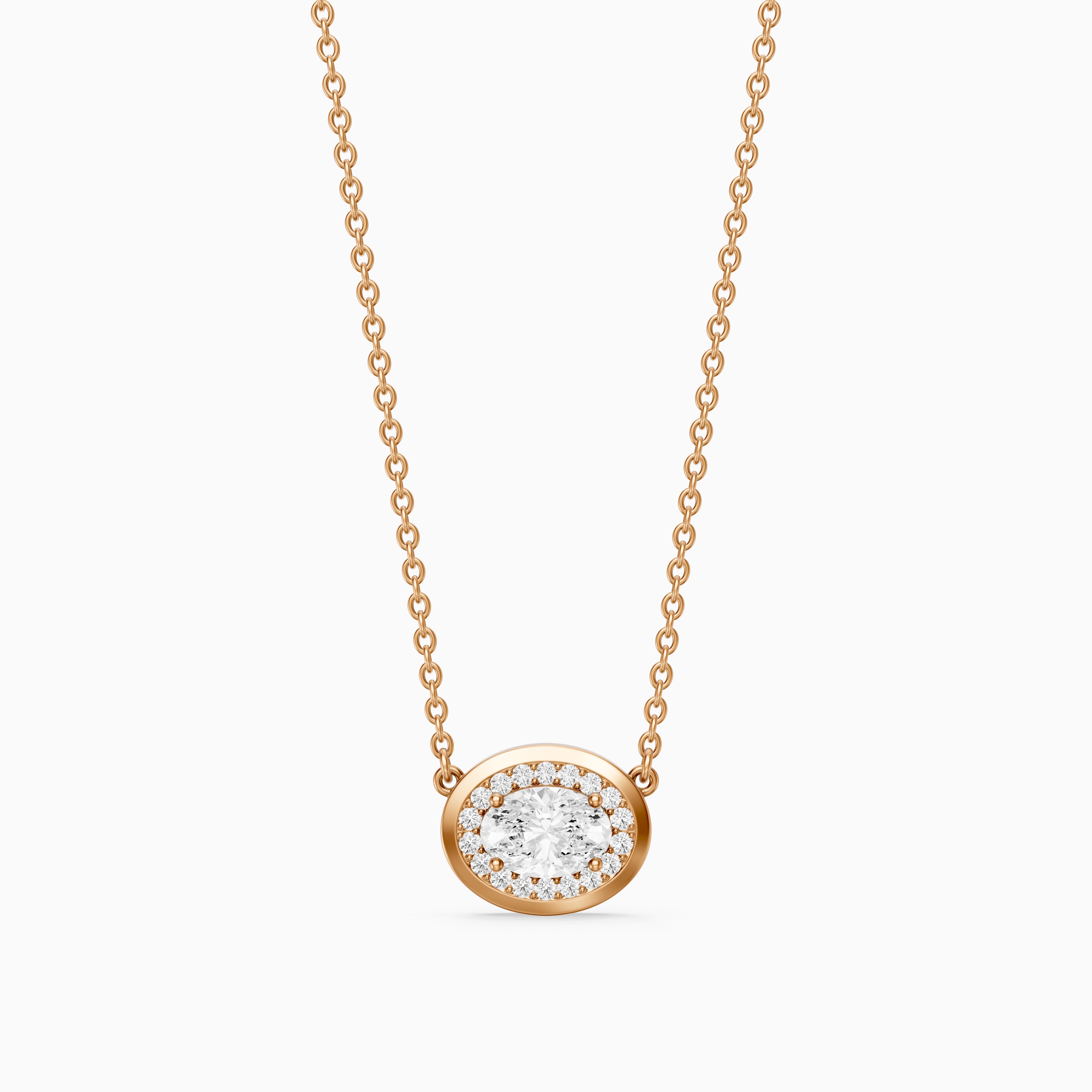 Lina Oval Lab Grown Diamond Halo Pendant